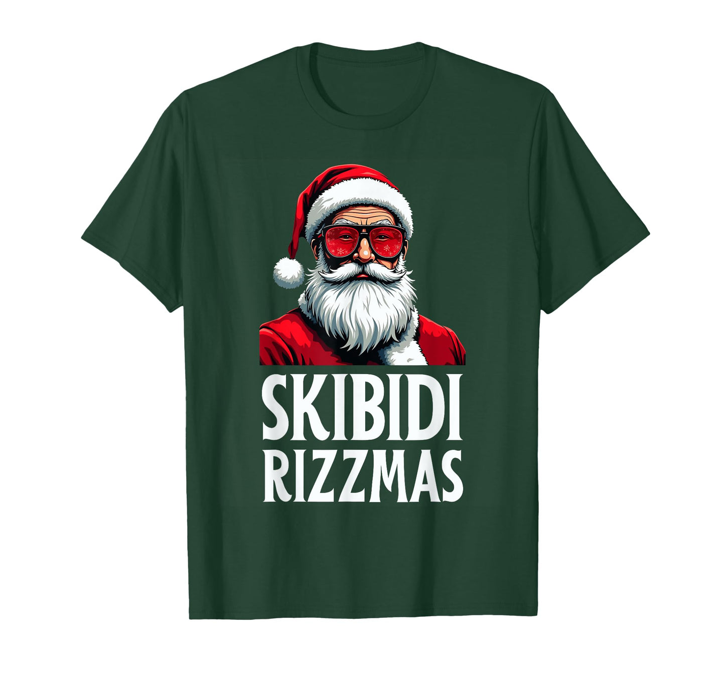Skibidi Rizzmas Merry Christmas Santa Claus Funny Xmas Kids T-Shirt
