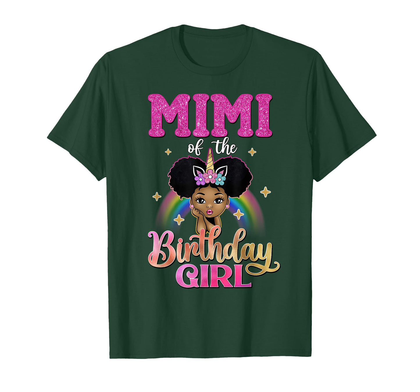 Mimi of The Birthday Girl Princess Afro Melanin Unicorn T-Shirt