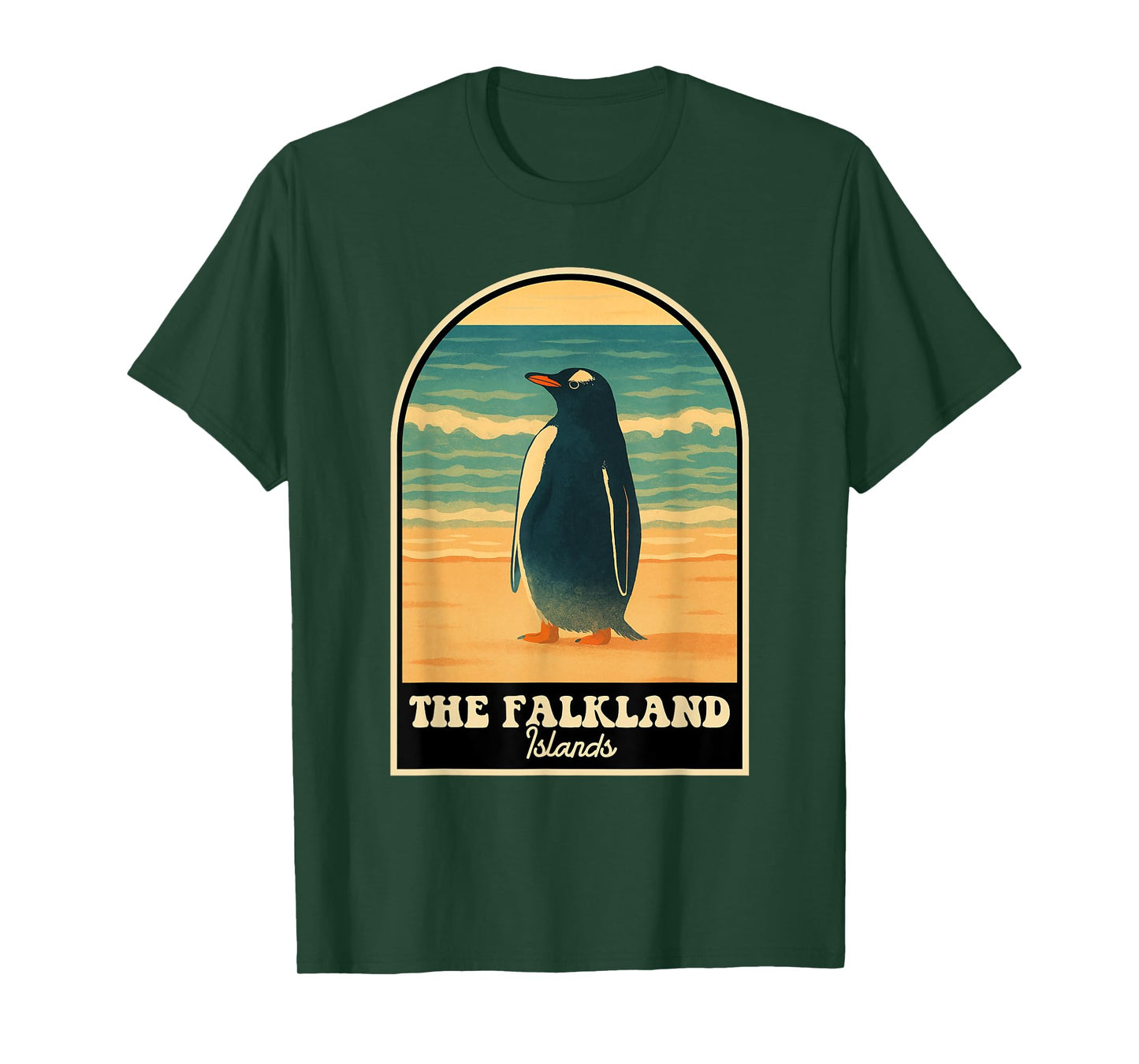 Falkland Islands Vintage Travel Design with Penguin Illustra T-Shirt