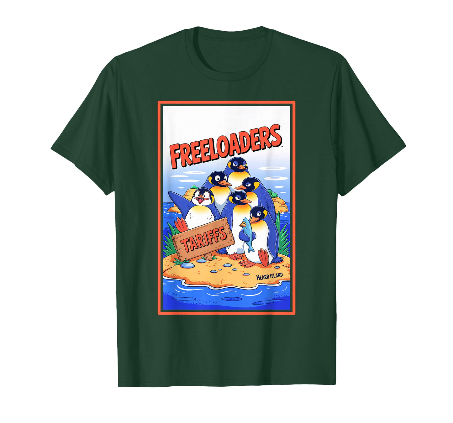 Funny Political Injustice Tariffs Heard Island Penguins T-Shirt