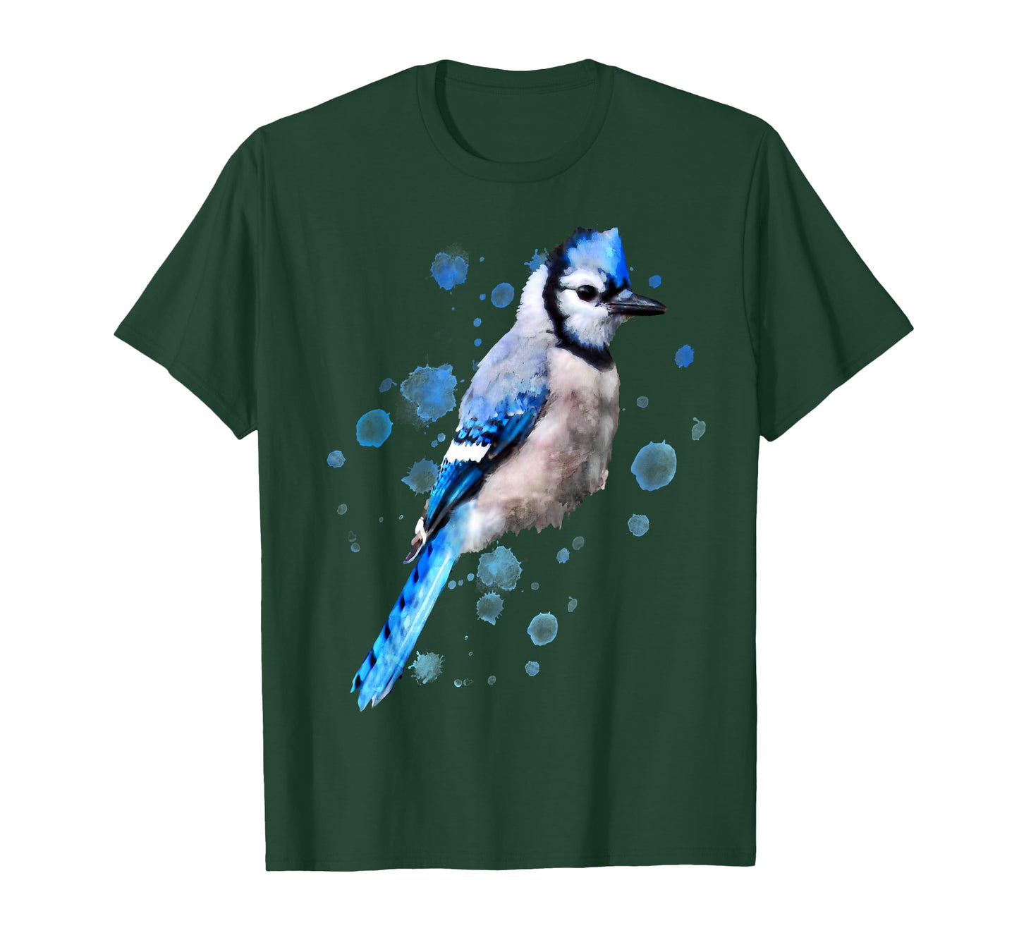 Watercolor blue jay bird artistic animal artsy painting T-Shirt