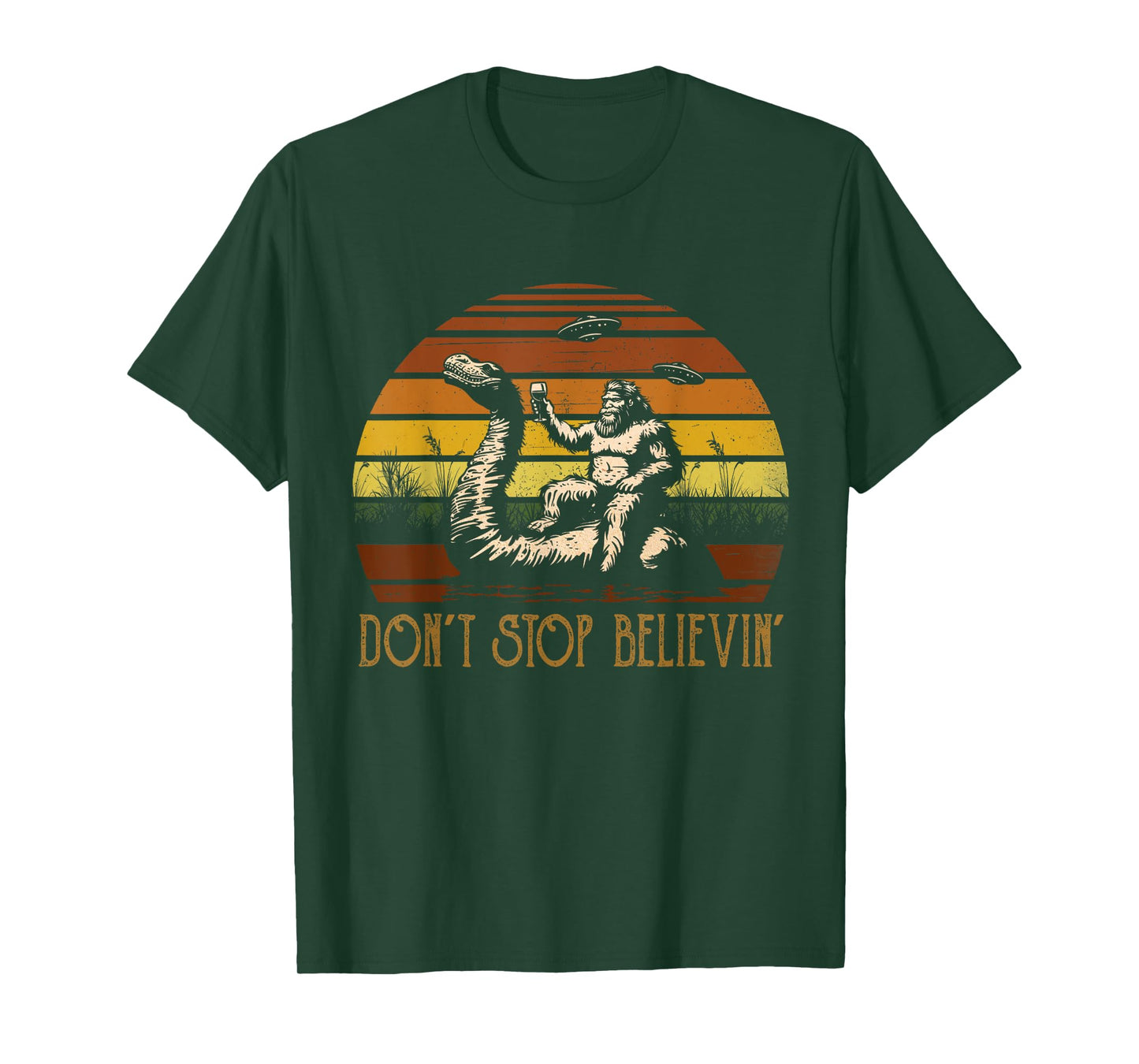 Vintage Cute Animal Loch Ness Monster Don't Stop Believin' T-Shirt