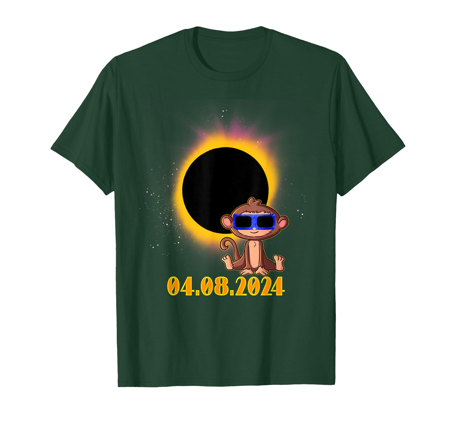 Solar Eclipse 2024 TShirt Monkey with Solar Eclipse Glasses T-Shirt