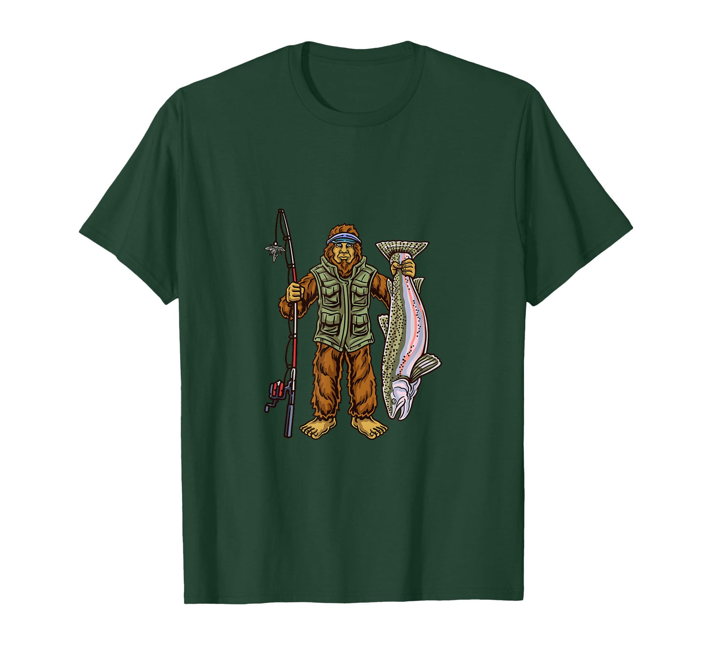 Rainbow Trout River Fishing Bigfoot Hunting Fishermen T-Shirt