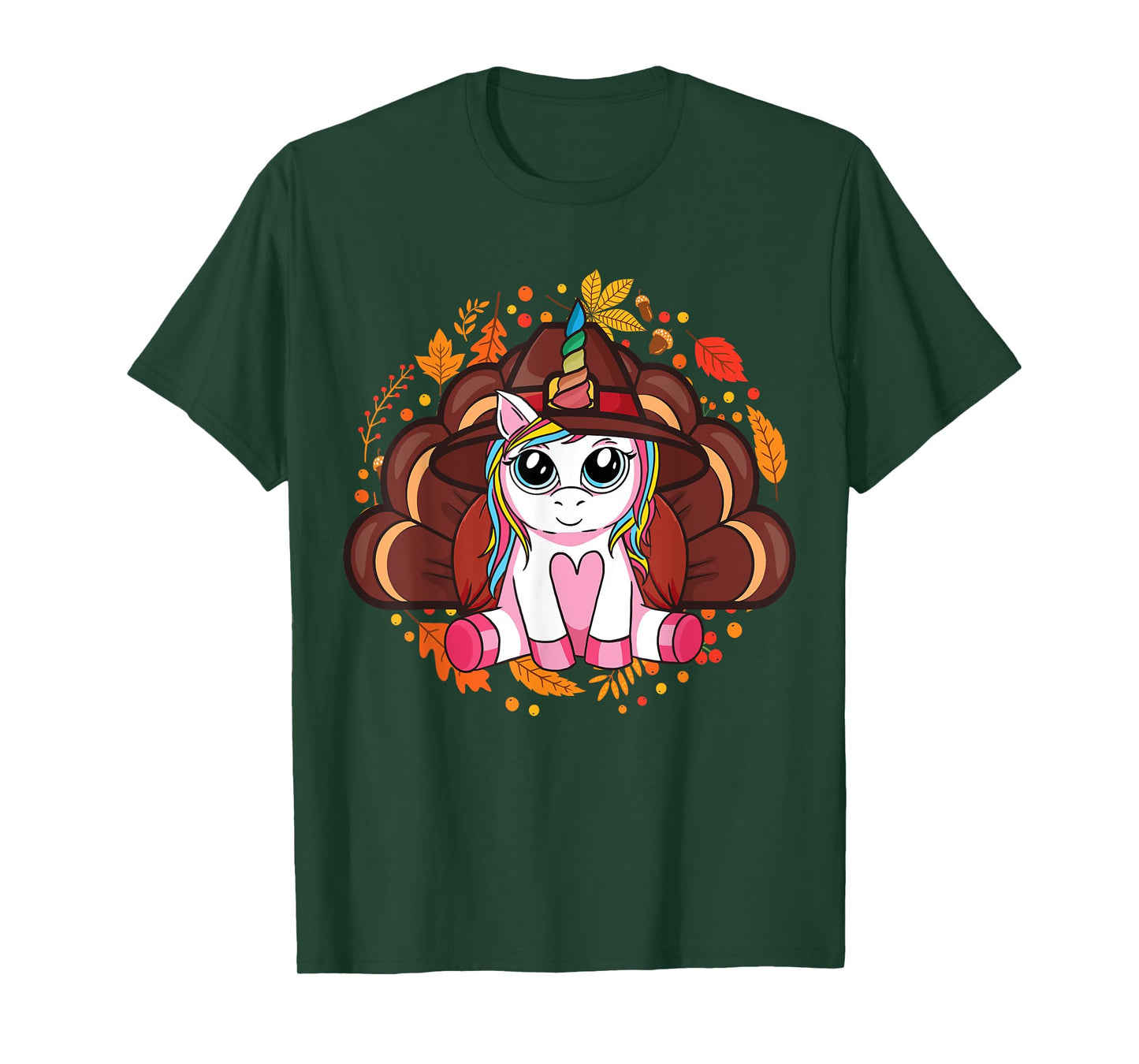 Cute Thanksgiving Girls Kids Toddler Turkey Unicorn T-Shirt