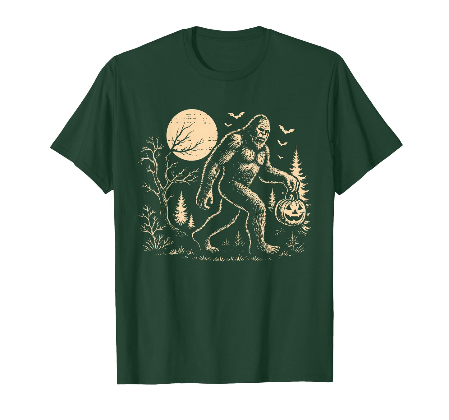 Funny Bigfoot Pumskin Spooky Sasquatch Halloween Men Women T-Shirt