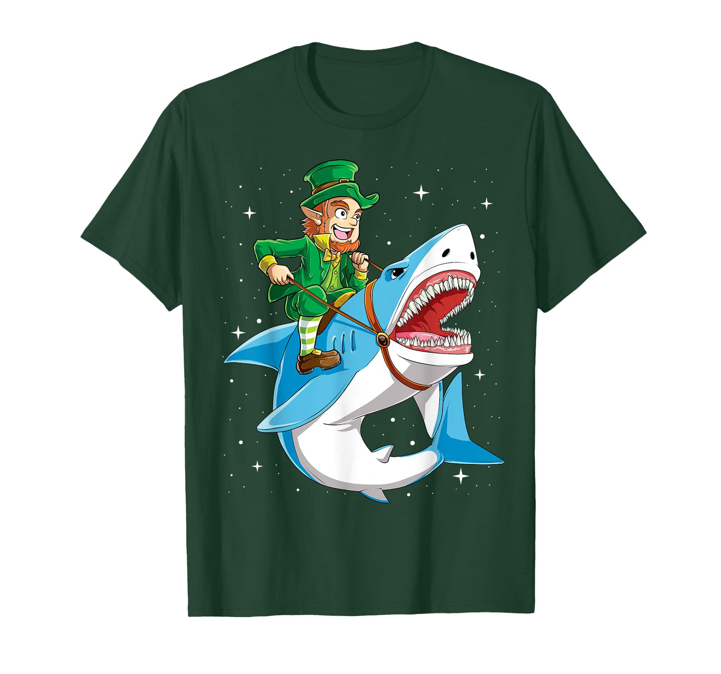 Leprechaun Riding Shark St Patricks Day Boys Girls Men Women T-Shirt