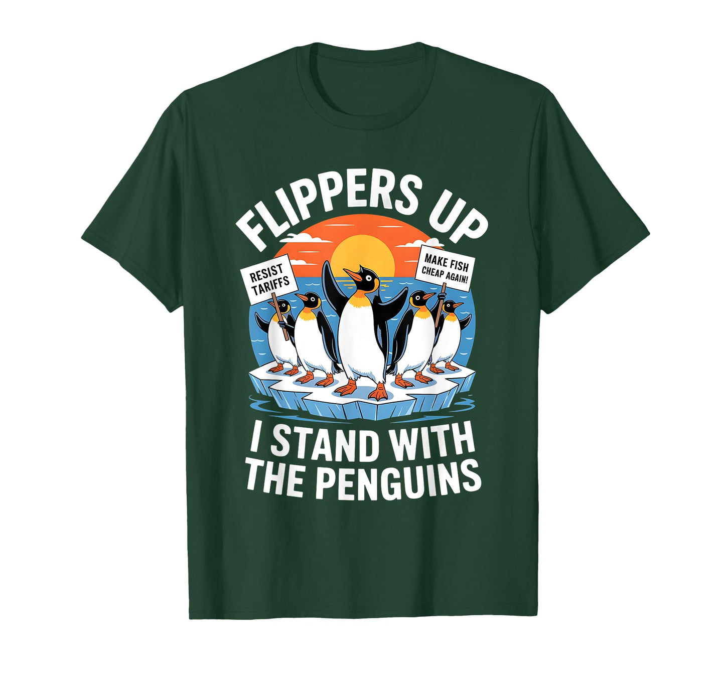 Funny Resist Penguins Protest Against Tariffs Vintage Gifts T-Shirt