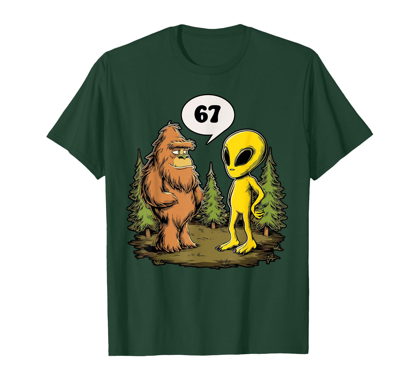 Funny 67 Meme Six Seven Bigfoot Alien T-Shirt