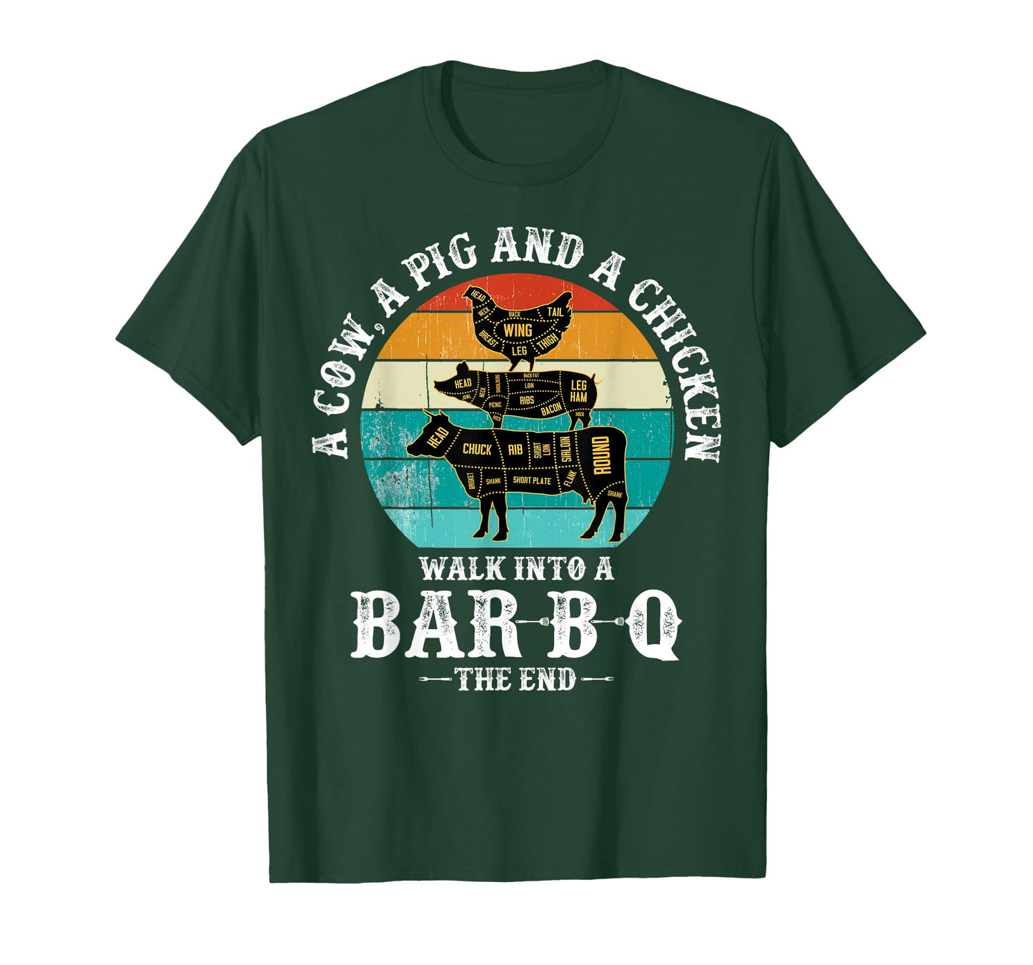 A Pig, A Chicken, And A Cow Walk Into A Barbecue Bar-B-Q T-Shirt