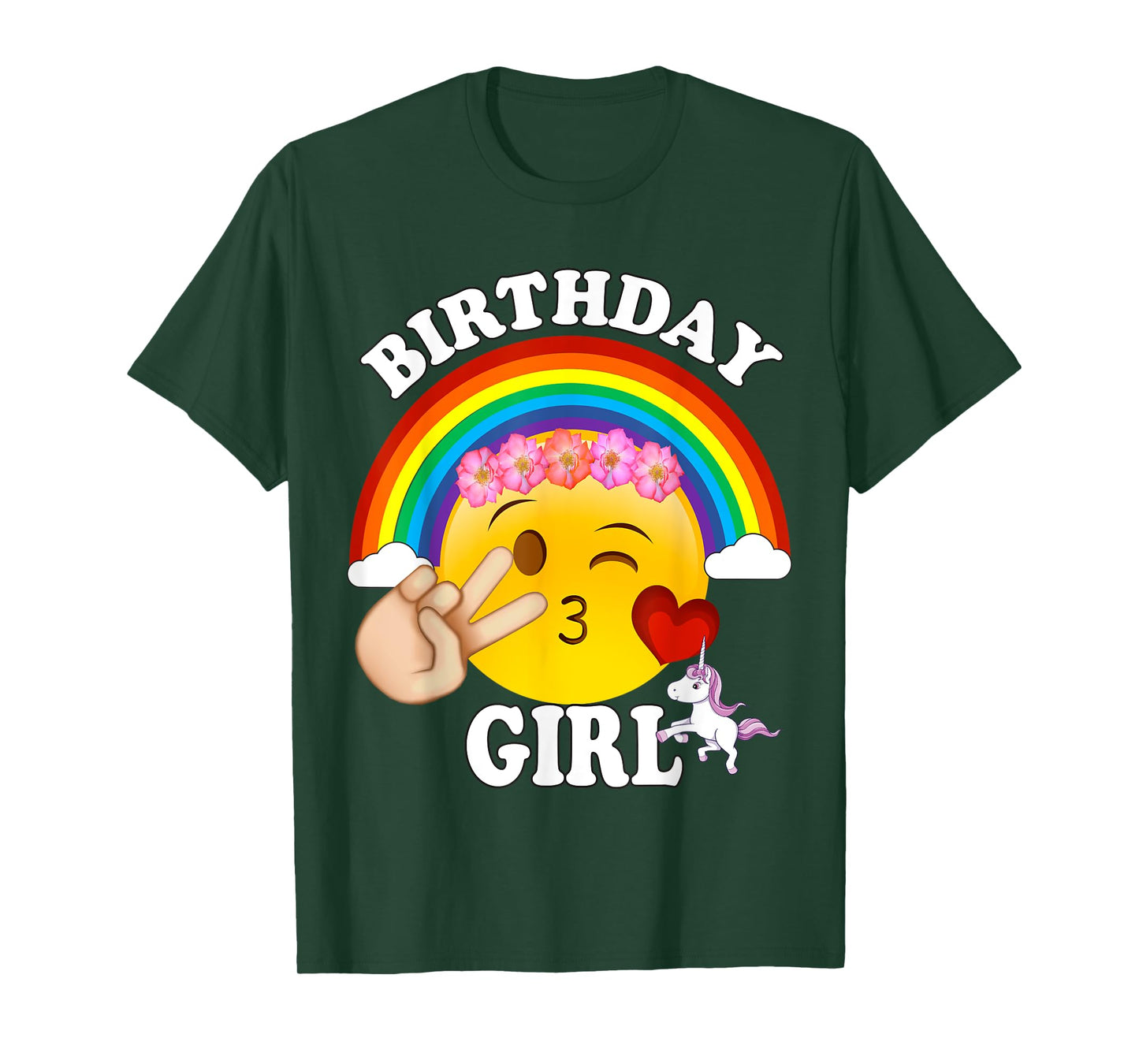 Birthday For Girls Unicorn Rainbow Heart Kiss T-Shirt