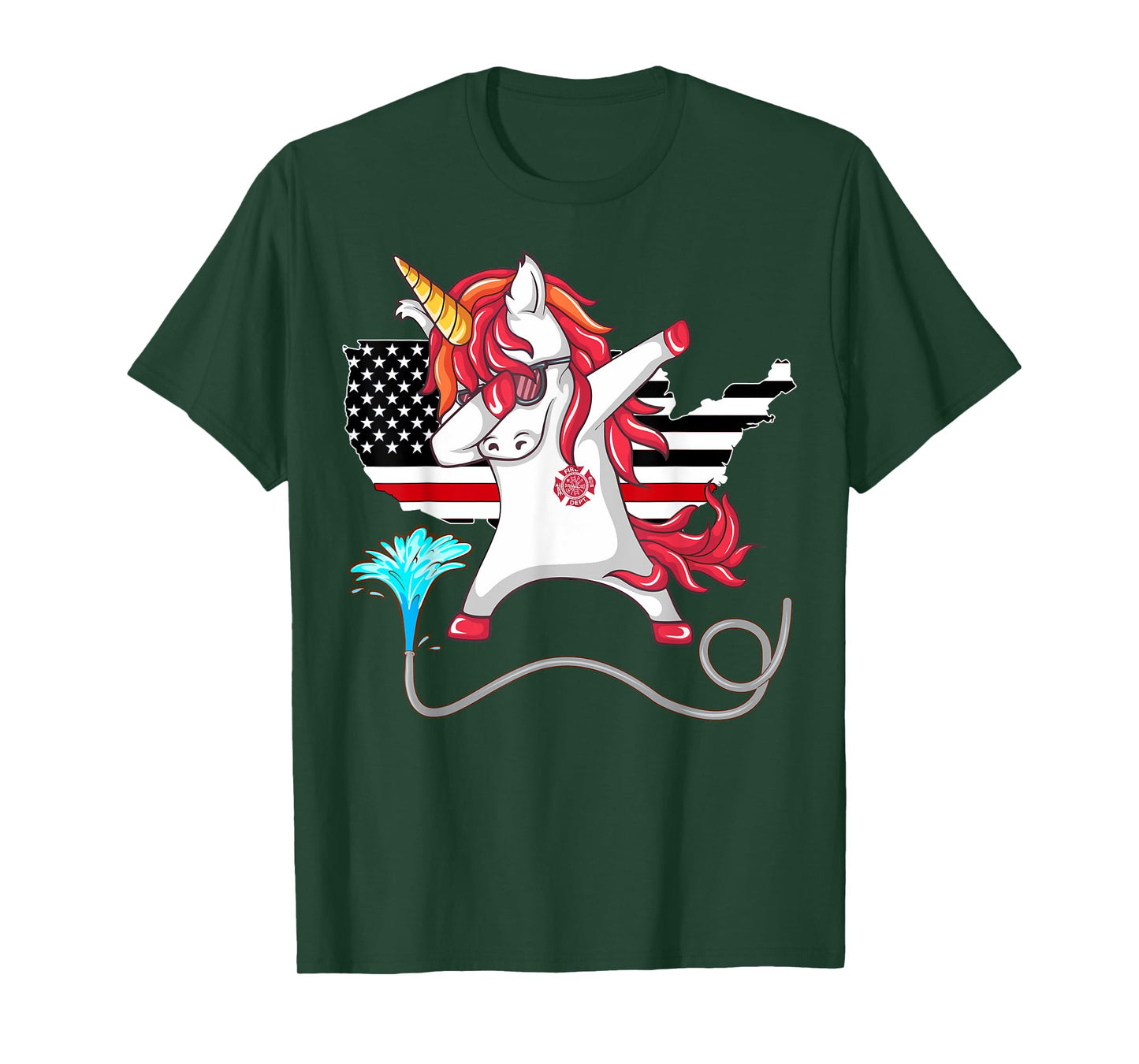Unicorn Firefighter Fireman Thin Red Line Gift For Men Women T-Shirt