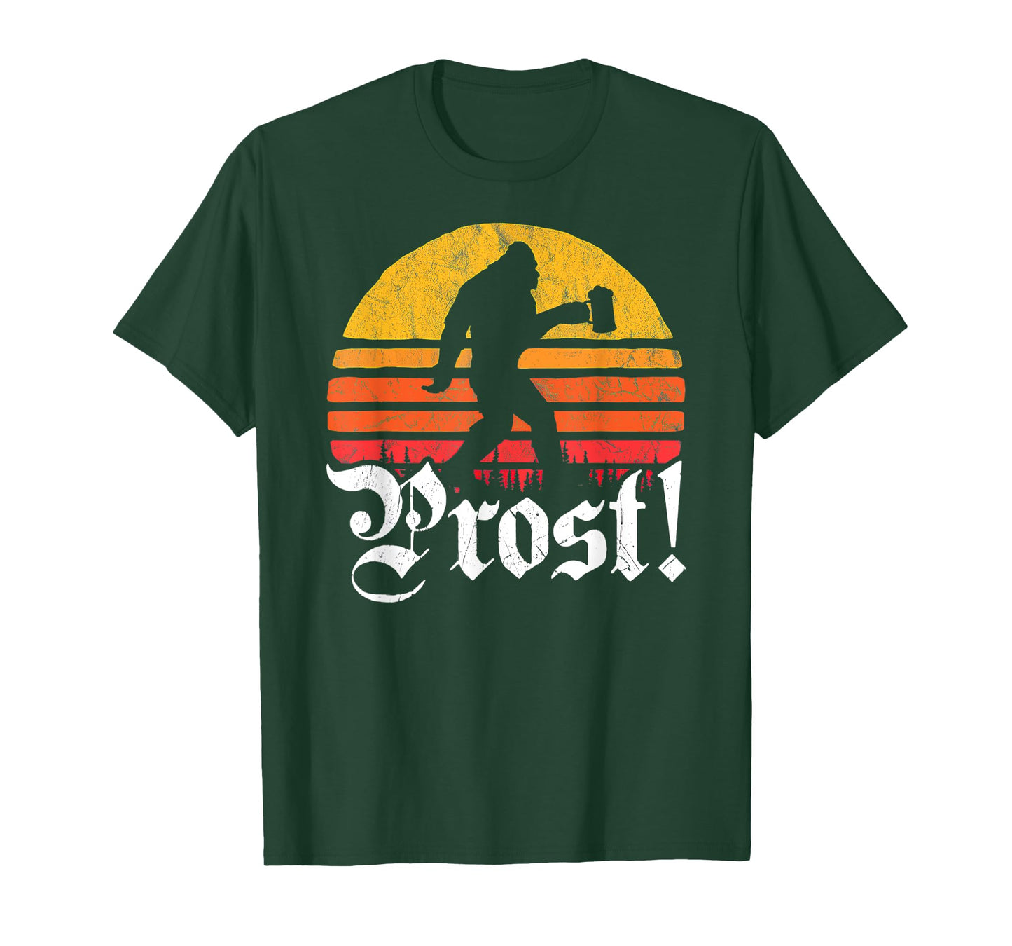 Vintage Prost Bigfoot Love Drinking Beer German Oktoberfest T-Shirt