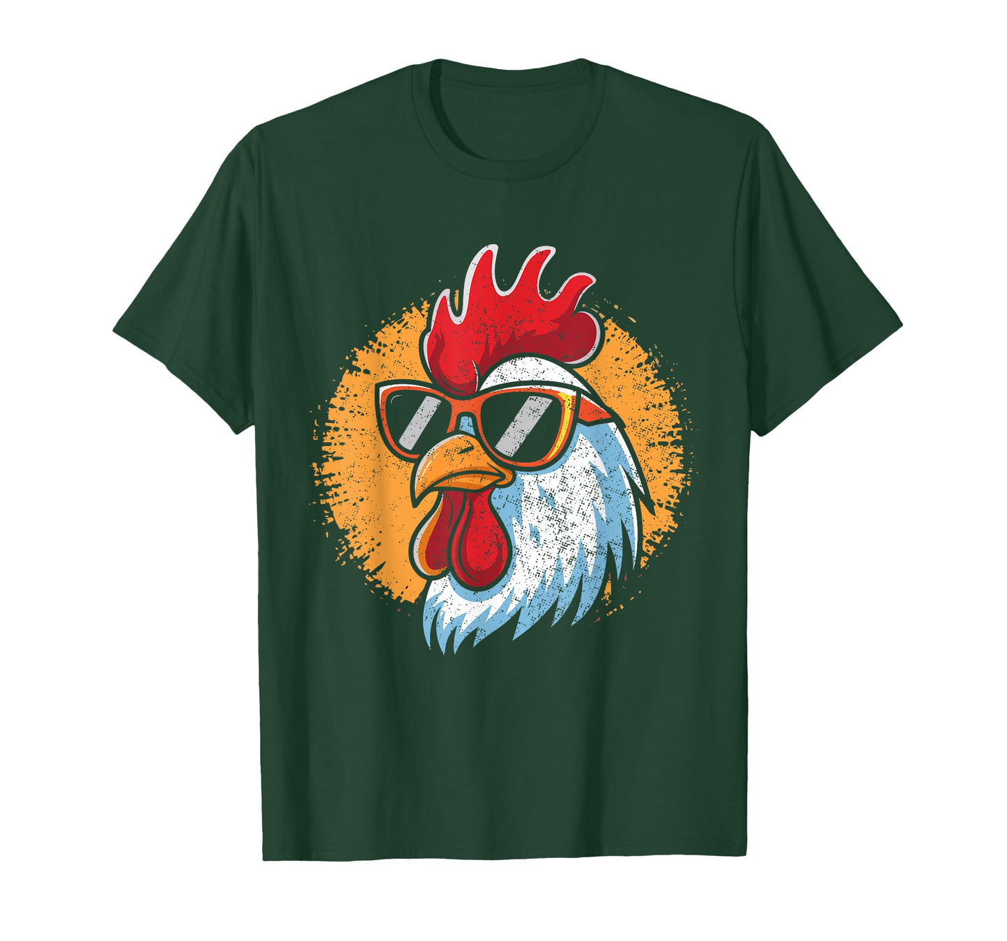 Vintage Rooster Chicken With Sunglasses Funny Farmer Men T-Shirt