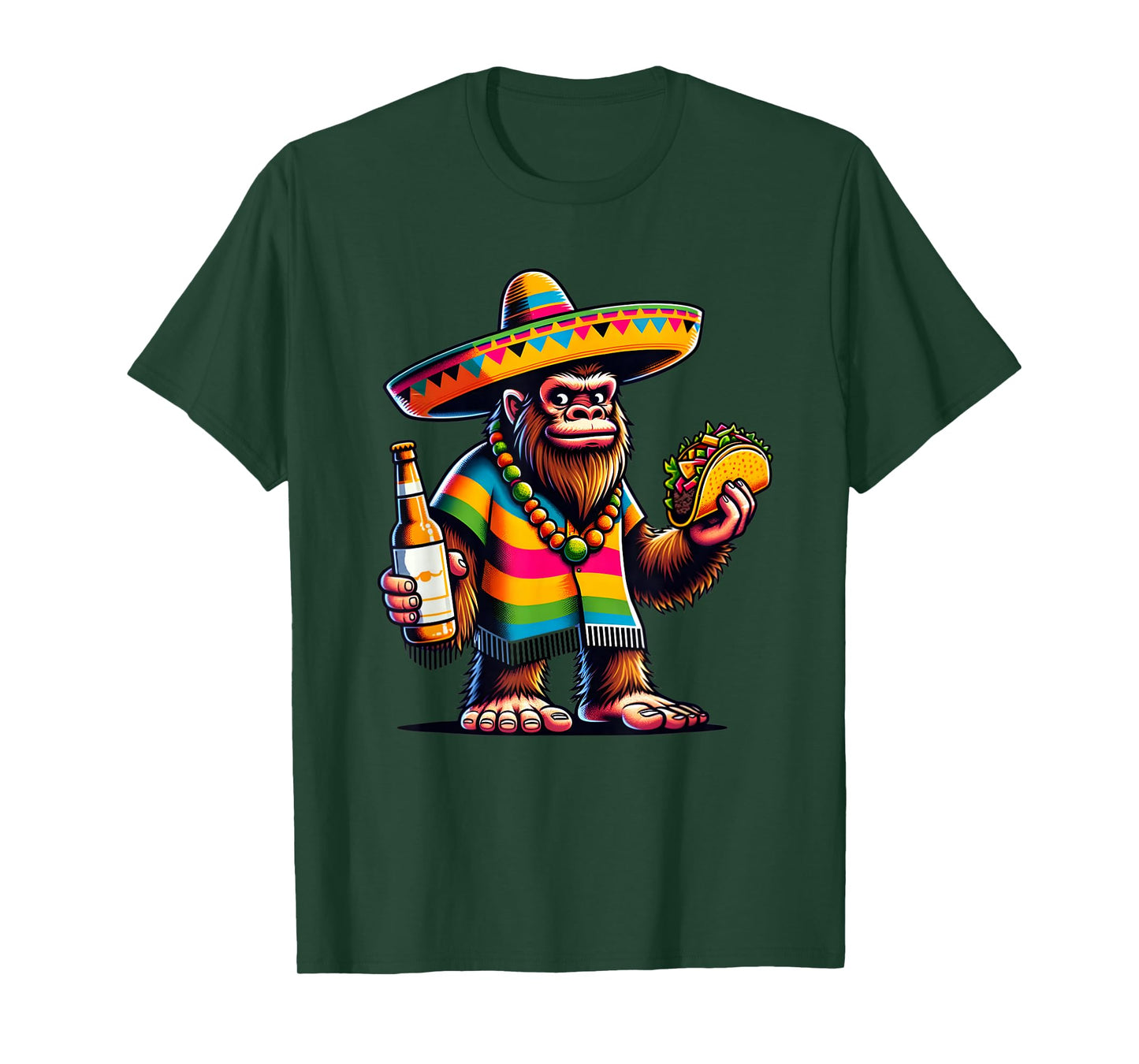 Funny Bigfoot With Taco & Beer sasquatch cinco de mayo T-Shirt