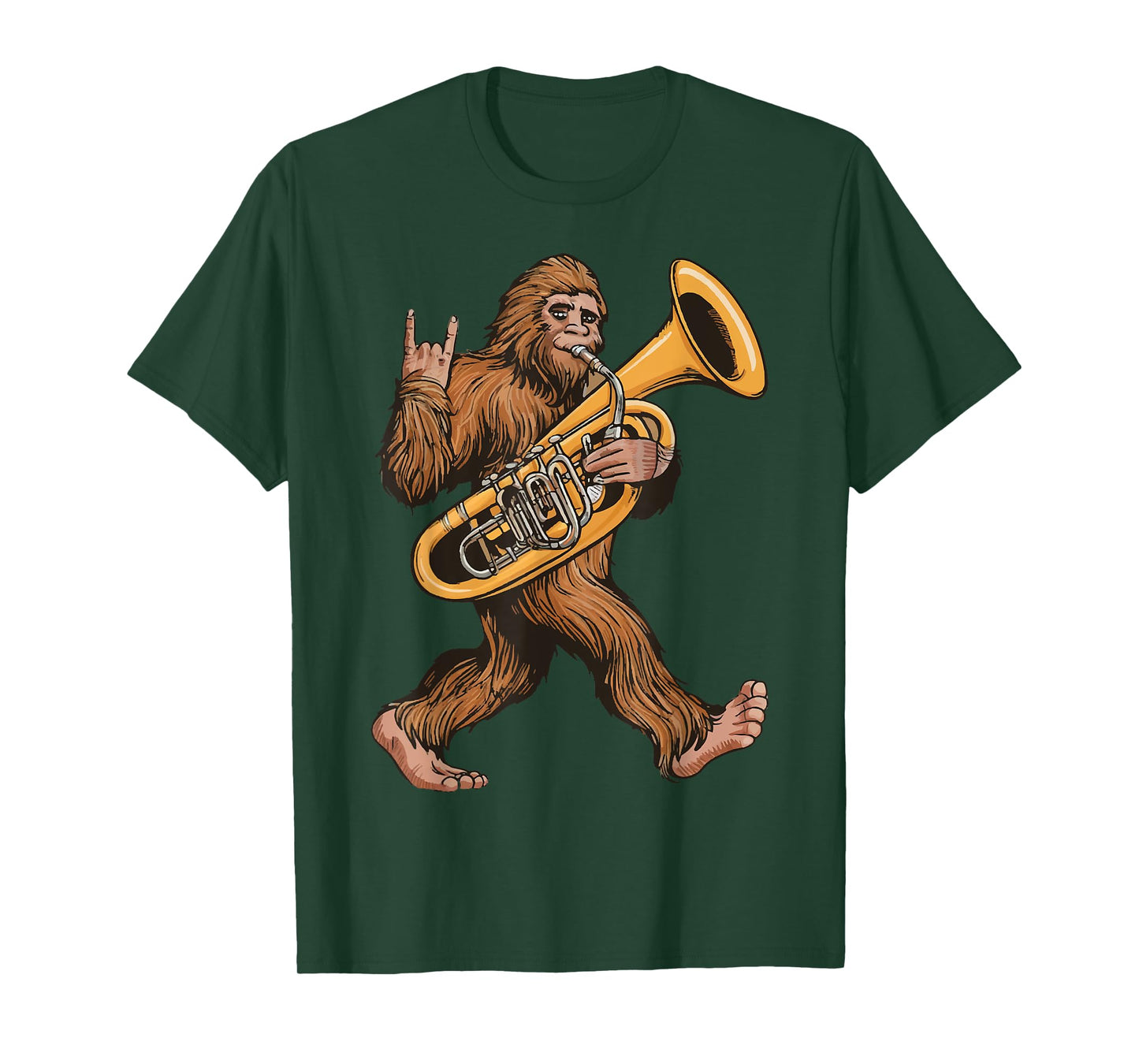 Bigfoot Playing Sousaphone Tuba Brass Musical Instrument T-Shirt