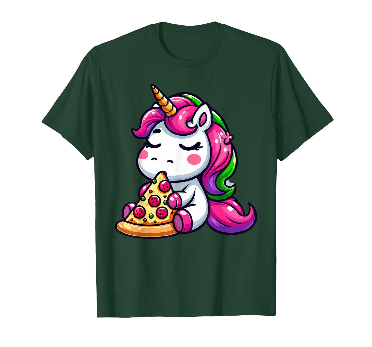 Unicorn Animal Eating Pizza Margherita Meal Foodies T-Shirt
