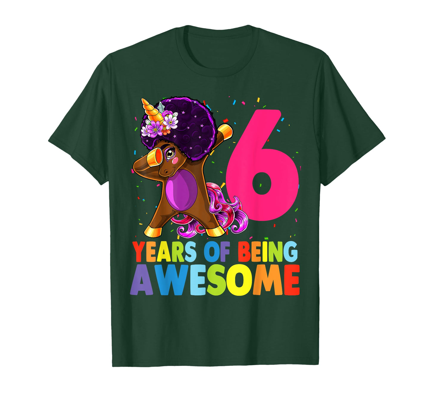 6th Birthday Dabbing Unicorn Afro Party Gift 6 Years Old T-Shirt