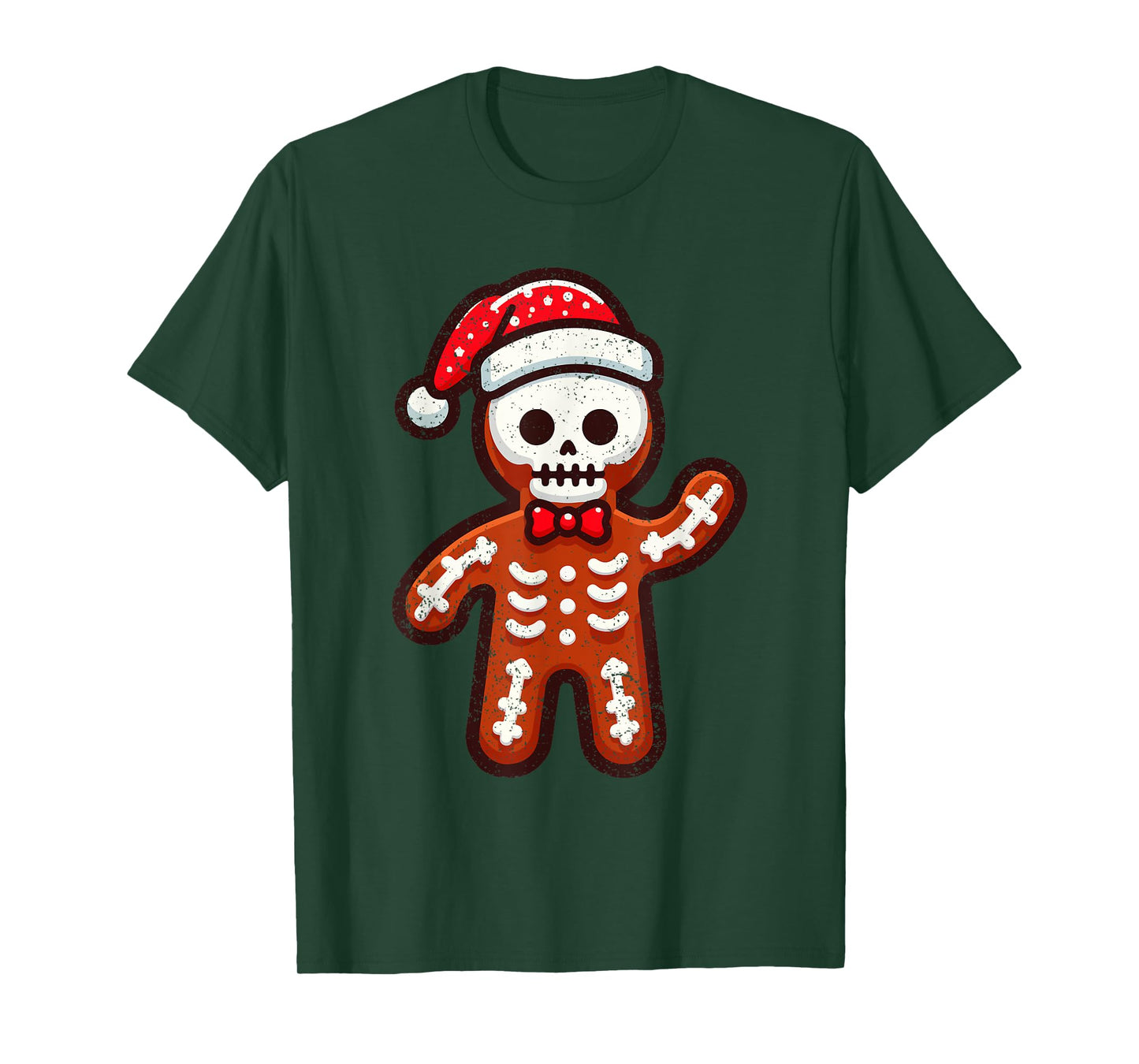 Skeleton Gingerbread Christmas Santa Hat X-mas Holiday T-Shirt