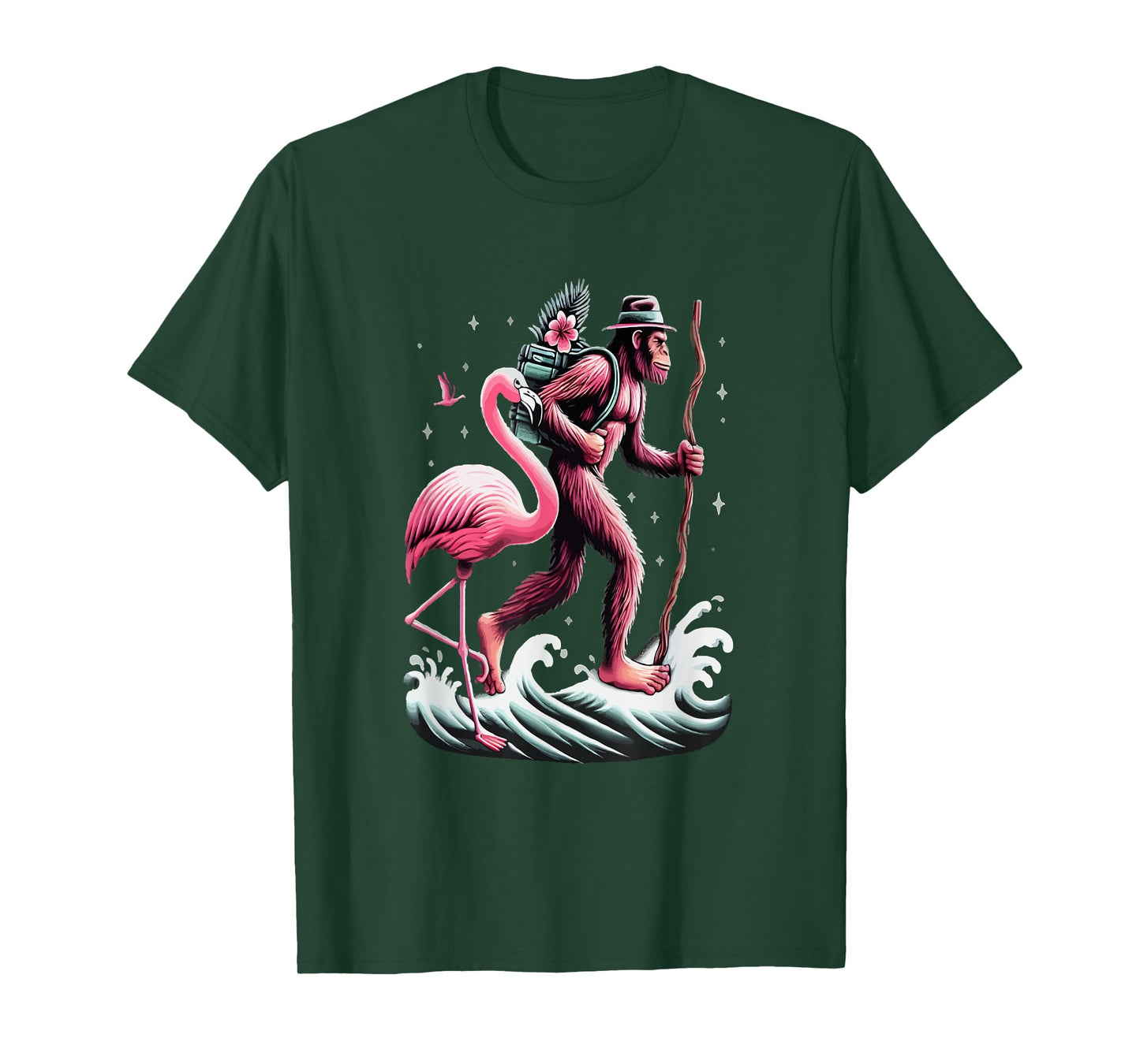 Flamingo Bigfoot Back To School T-Shirt