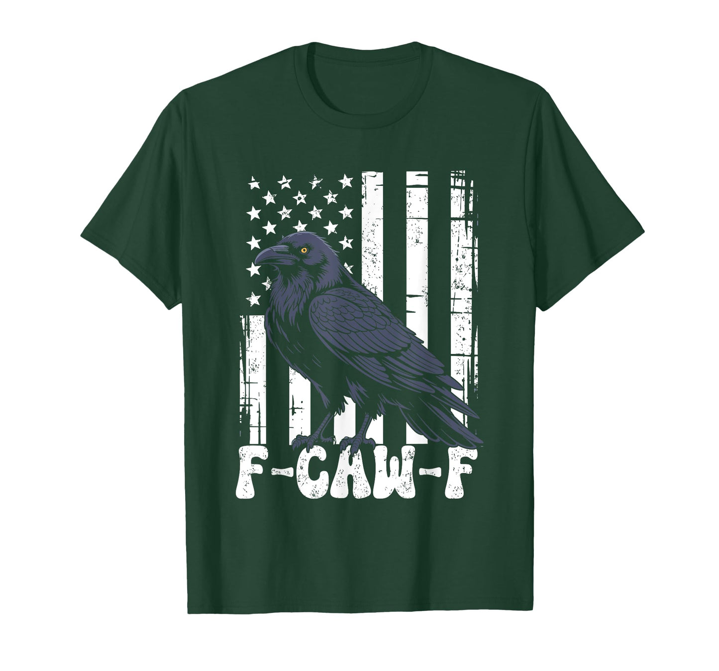 f caw f Black Crow Black Bird Retro USA Flag Vintage F-Caw-F T-Shirt