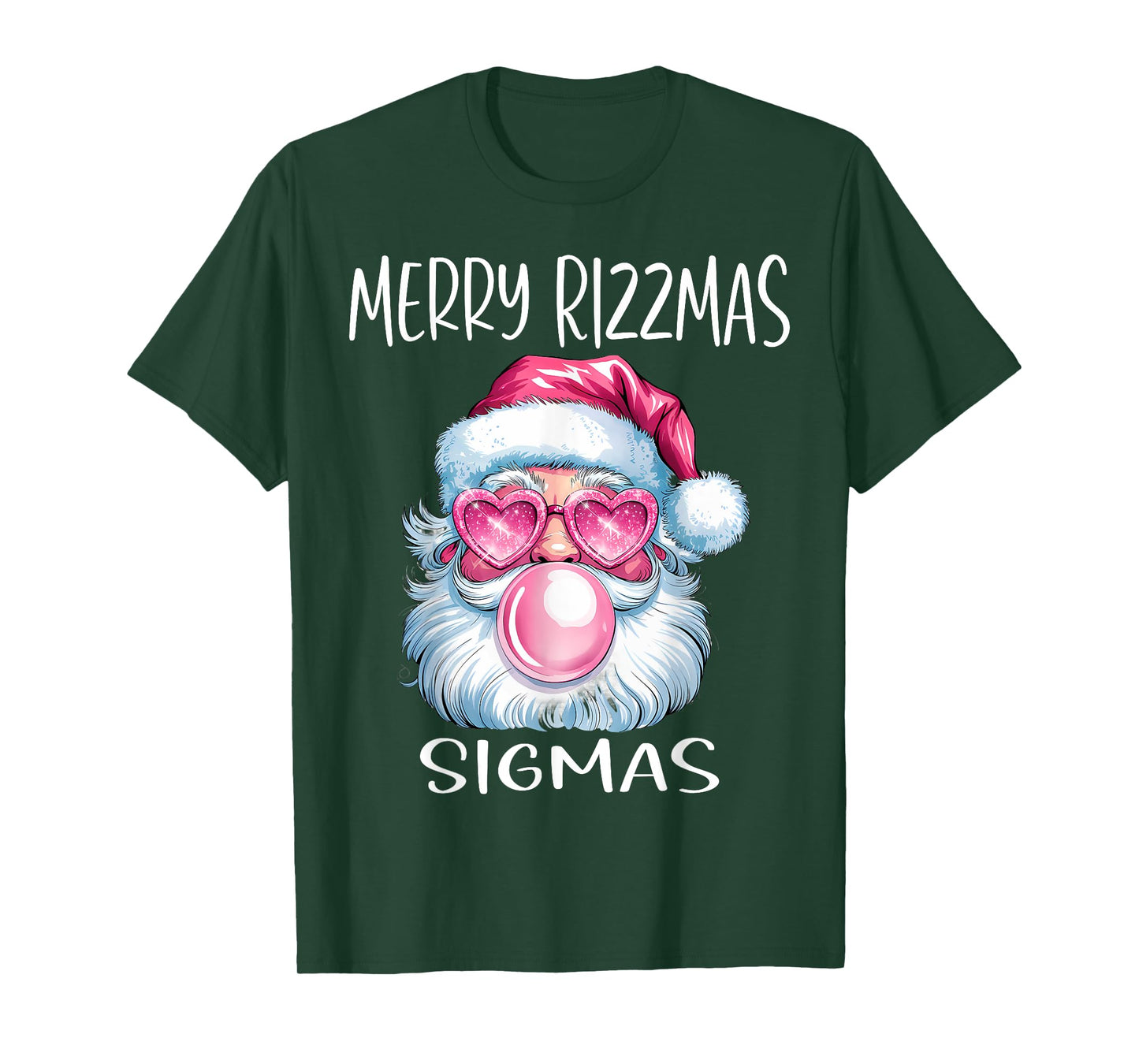 Merry RizzMas Sigmas Xmas With Santa Glasses & Gum For Women T-Shirt