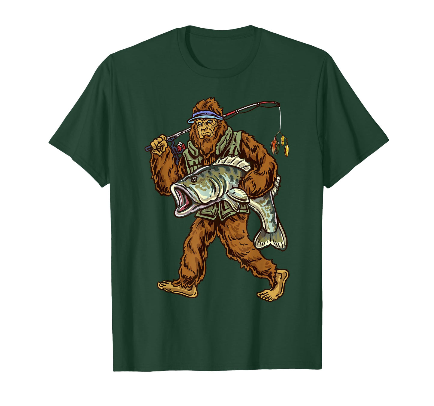 Largemouth Bass Fishing Bigfoot Fisherman T-Shirt