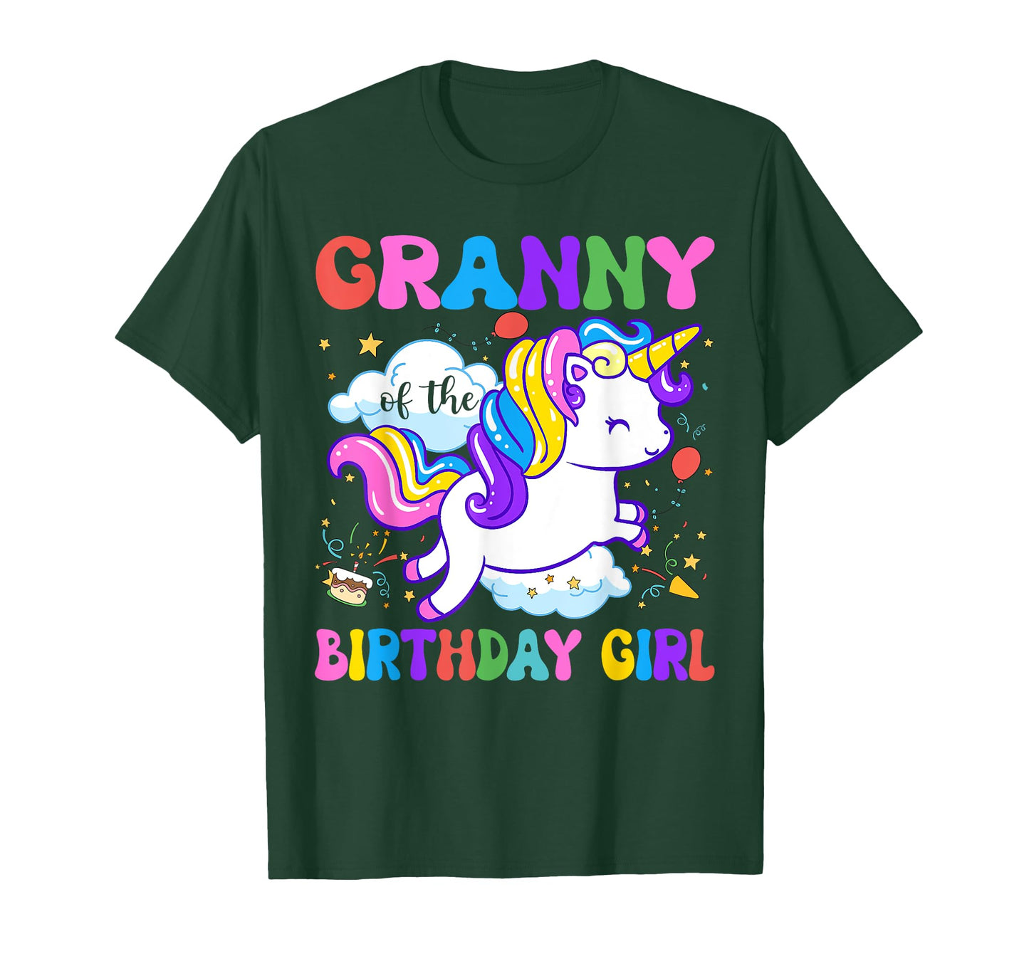 Granny of the Birthday Girl Groovy Unicorn Birthday Party T-Shirt