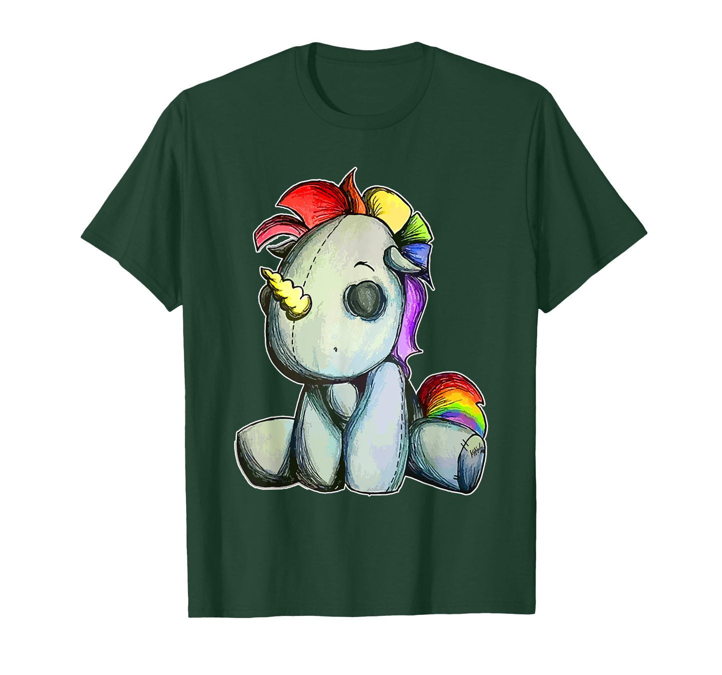 Funny Unicorn Pastel Goth Voodoo Doll Halloween Costume Day T-Shirt
