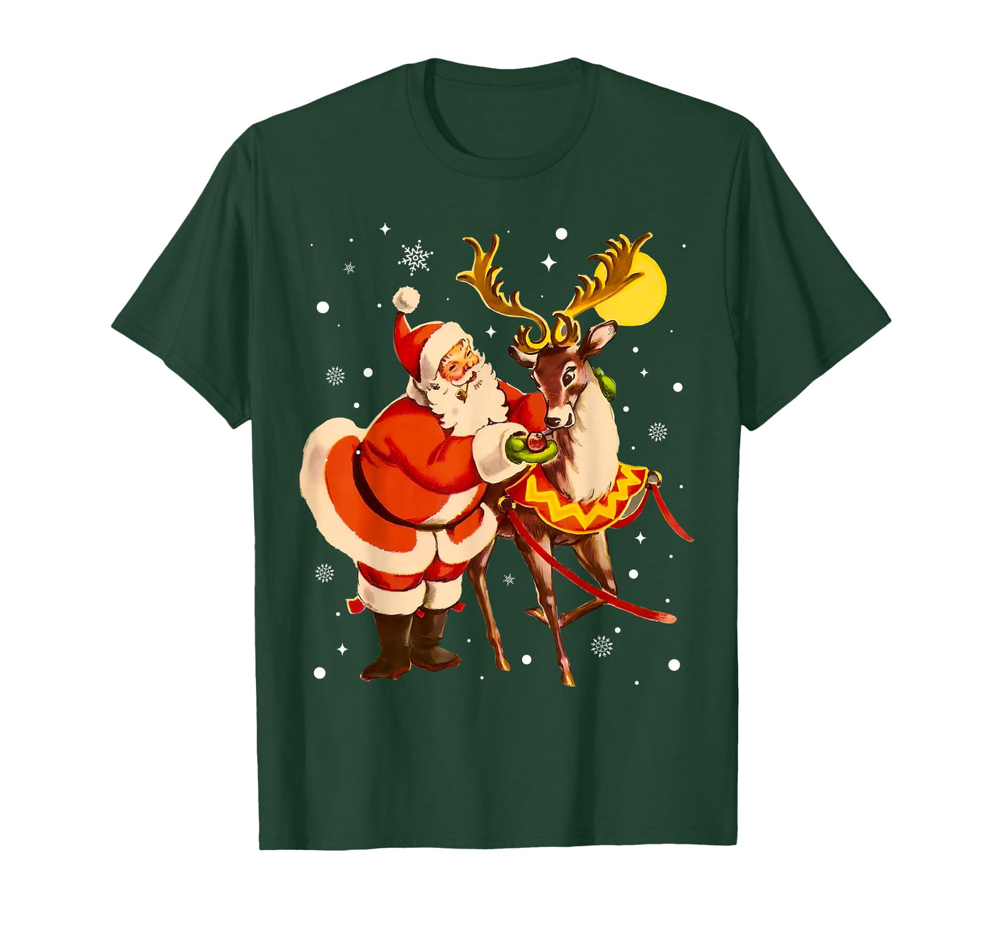 Santa Reindeer Retro 1950s Vintage Christmas Women Men Kids T-Shirt