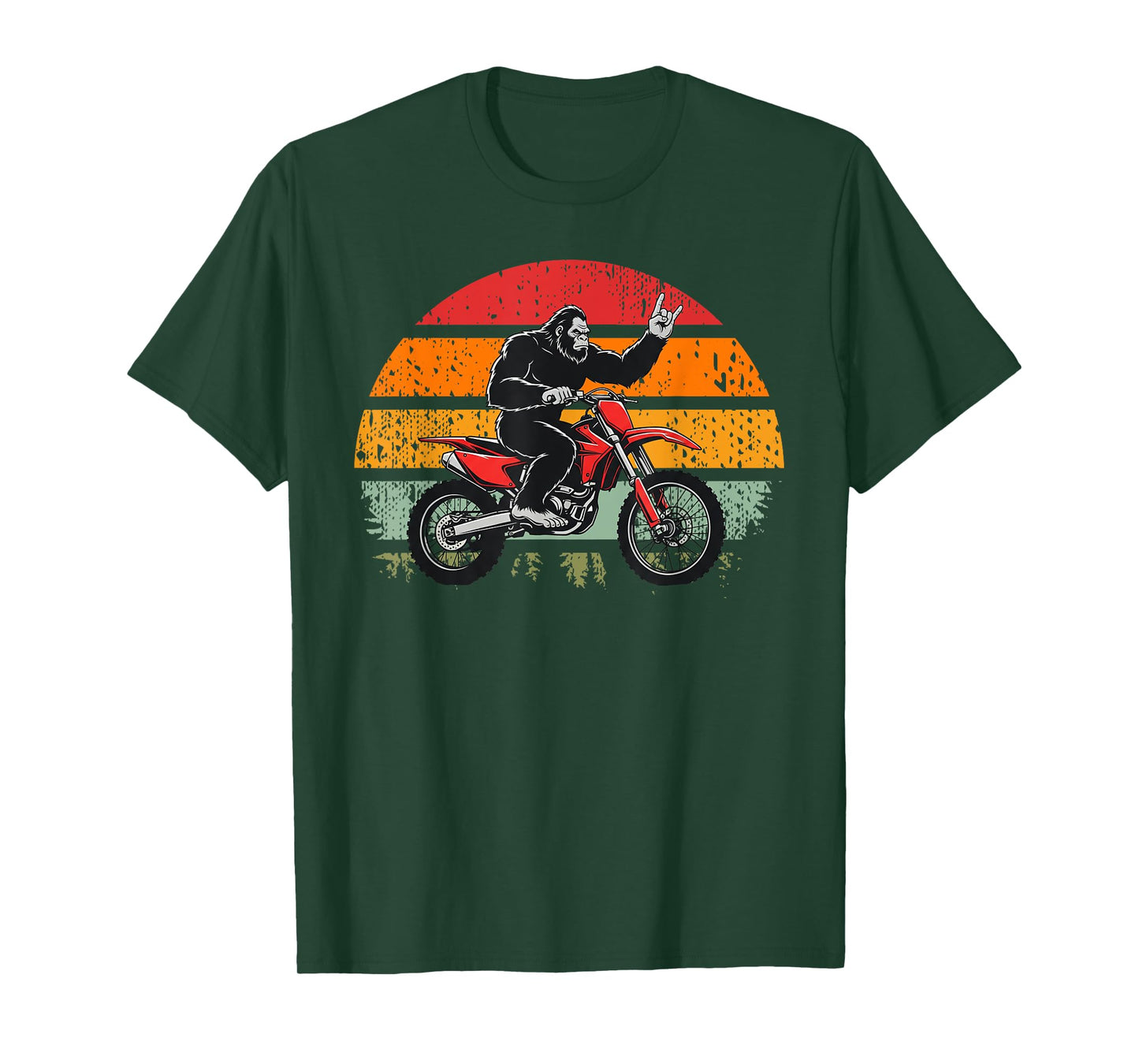 Funny Bigfoot Riding Dirt Bike Sasquatch Motocross Vintage T-Shirt