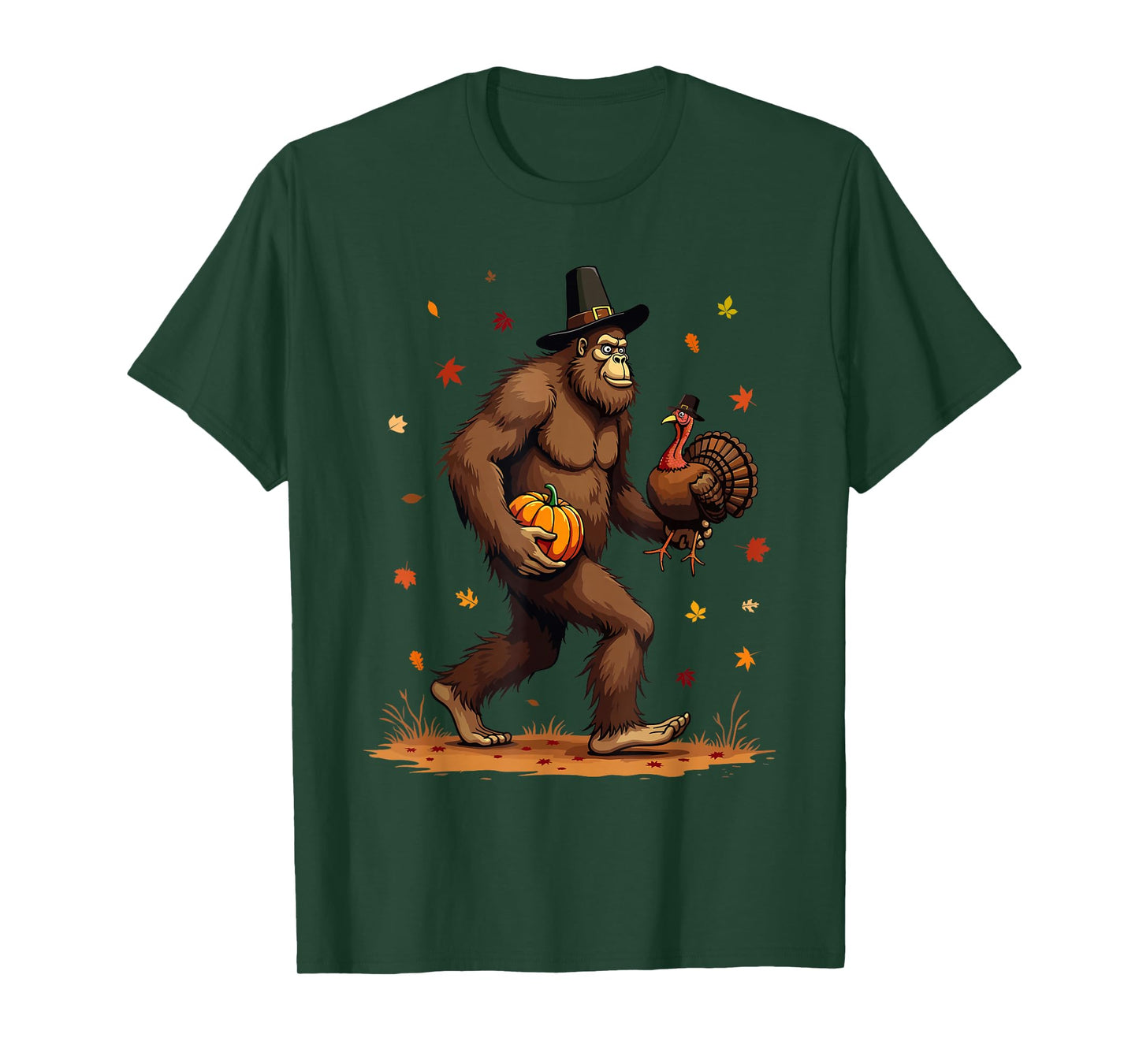Bigfoot Turkey Thanksgiving Toddler Boys Kids Men Sasquatch T-Shirt