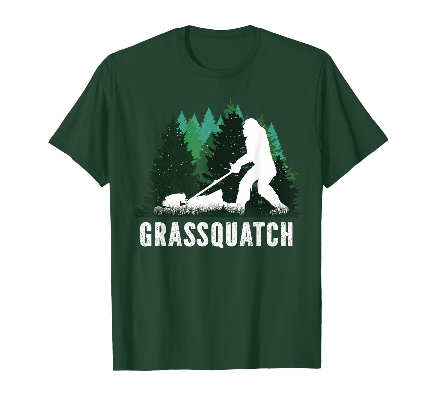 Lawn Mower Mowing Dad Landscaper Bigfoot Yeti Sasquatch T-Shirt
