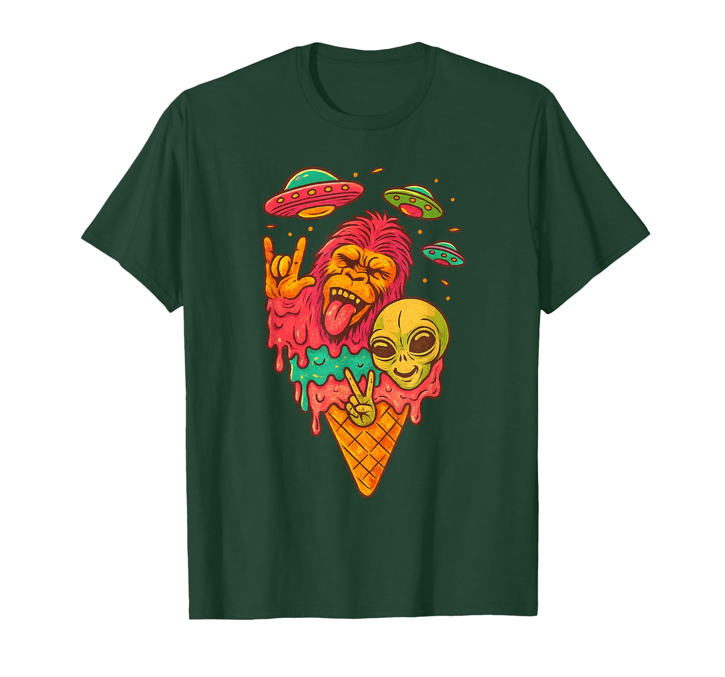 Ice Cream Funny Bigfoot Alien Sasquatch Cryptid T-Shirt