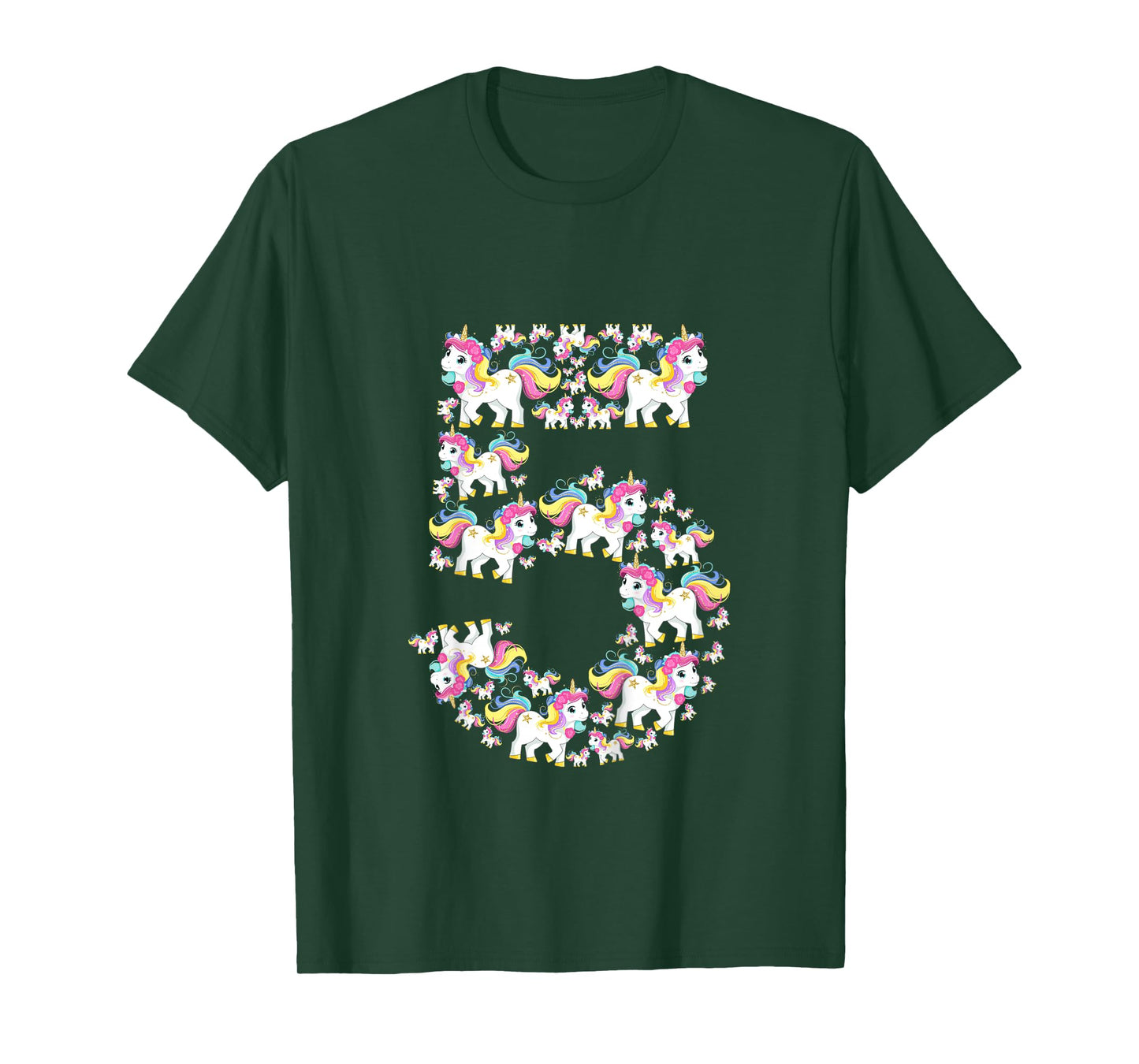 Unicorn 5th Birthday Kids Girls 5 Years Old Fifth Five T-Shirt