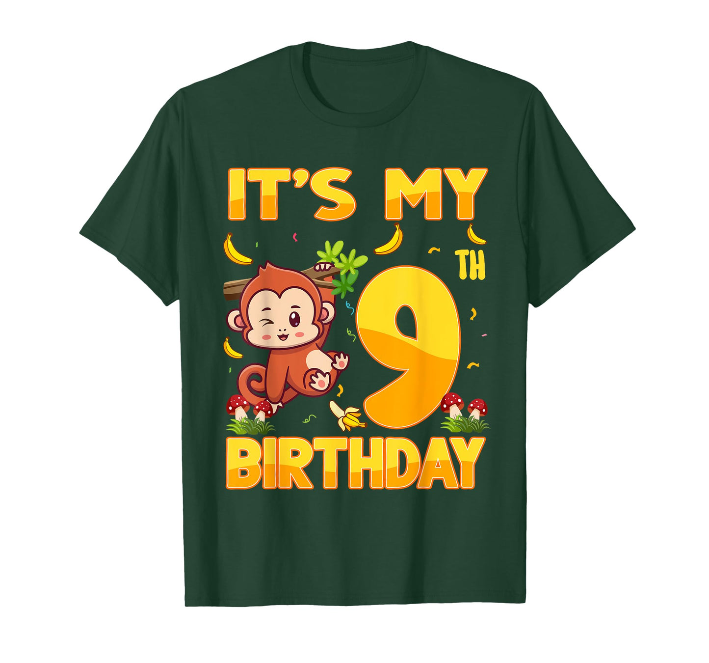 It's My 9th Birthday Monkey 9 Year Old Bday Party Kid Boy Gi T-Shirt