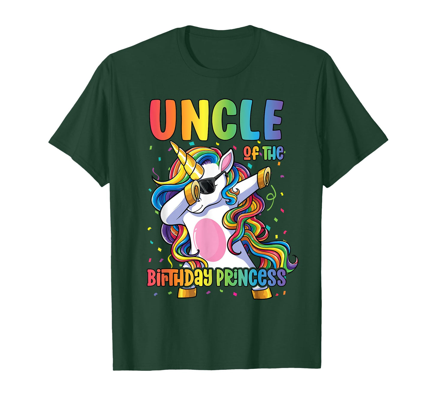 Uncle of the Birthday Princess Dabbing Unicorn Girl T-Shirt