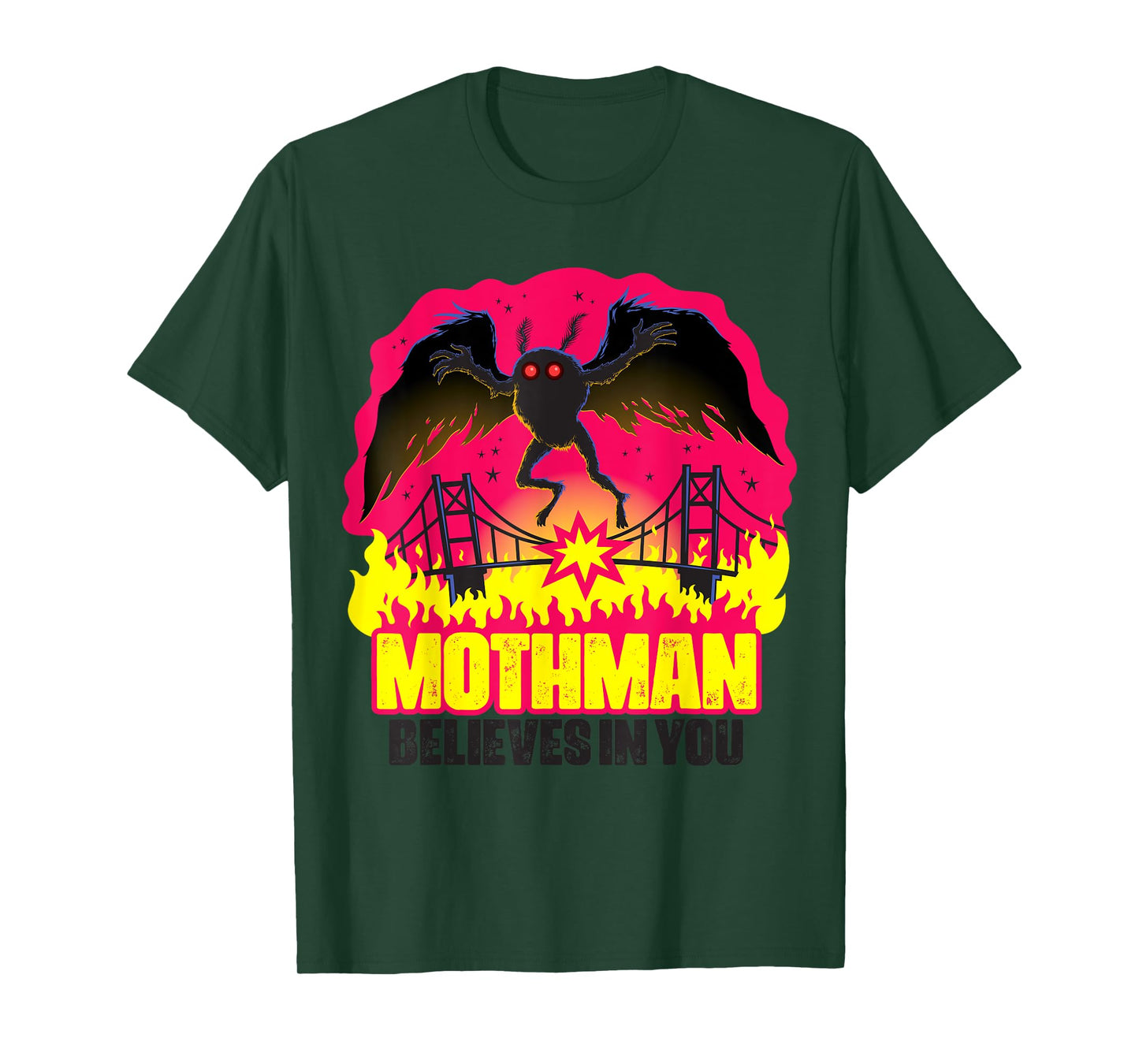 Mothman Believes In You Folklore Creepy Cryptid Creature T-Shirt