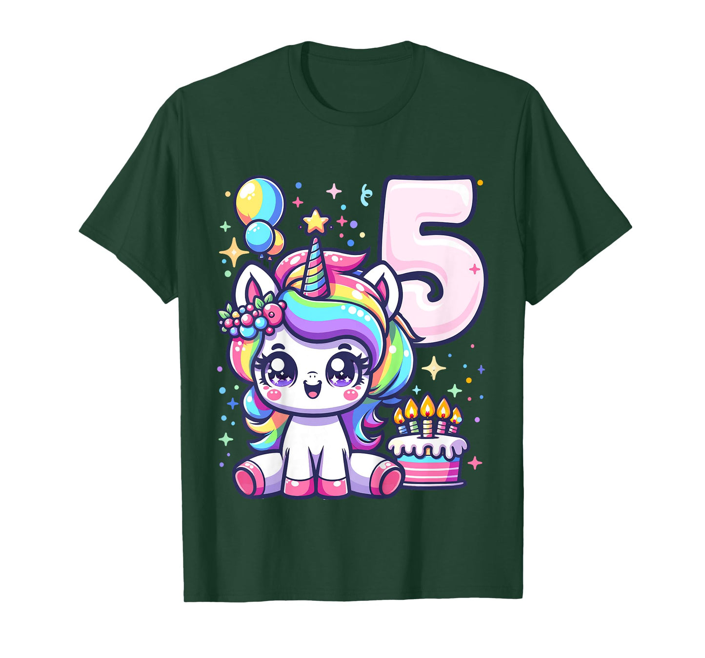 Kids Unicorn 5th Birthday 5 Year Old Unicorn Party Girls Outfit T-Shirt