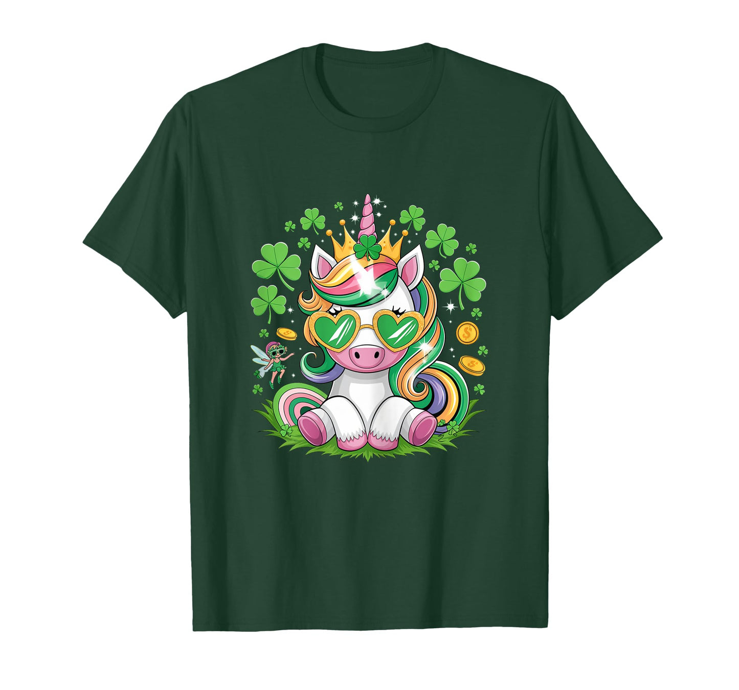 Cute Unicorn Shamrock St Patricks Day Girls Kids Lepricorn T-Shirt