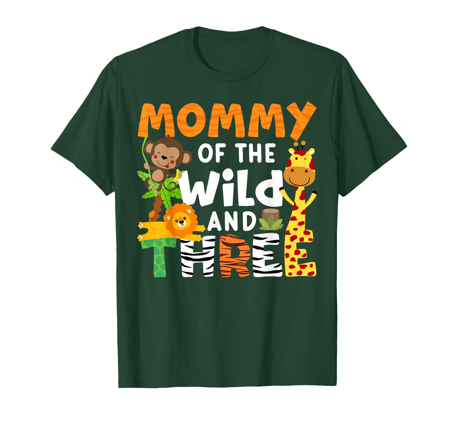 Mommy Of The Wild and Three Zoo Birthday Party Safari Theme T-Shirt