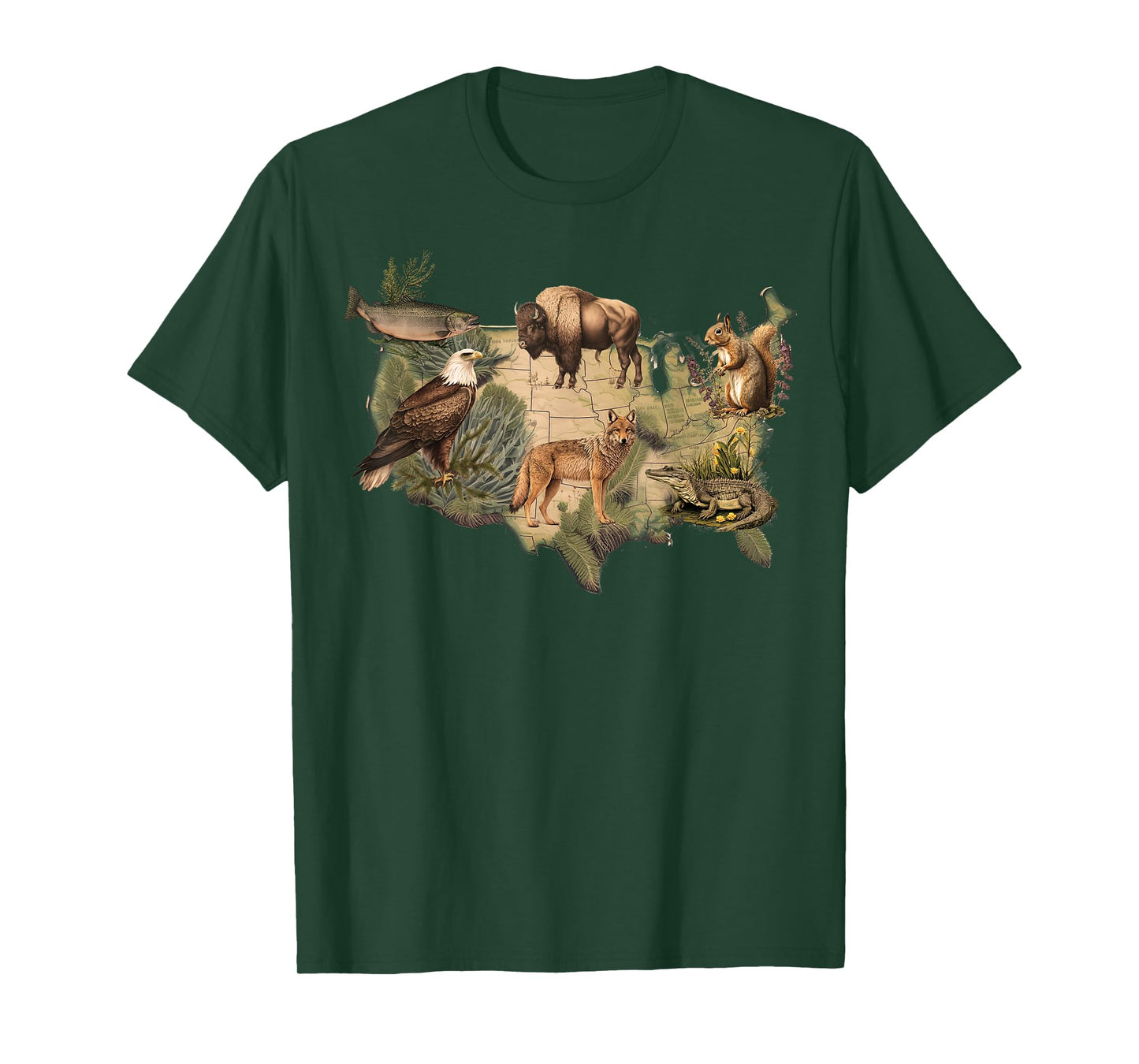 American Wildlife Map T-Shirt