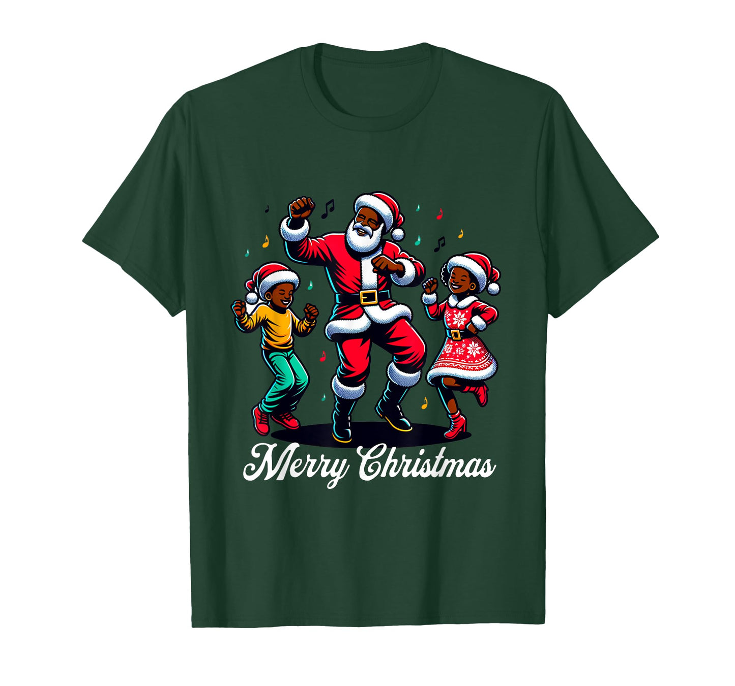 African American Christmas Family Santa Merry Christmas T-Shirt