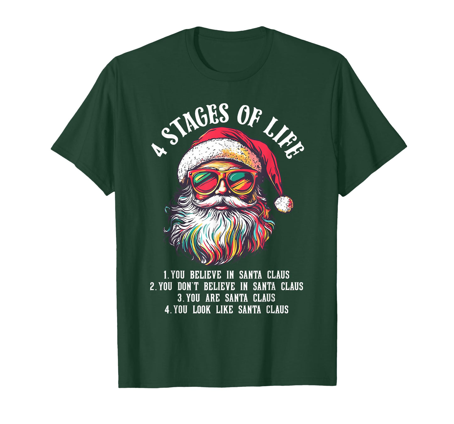 Funny Santa 4 Stages of Life Christmas T-Shirt