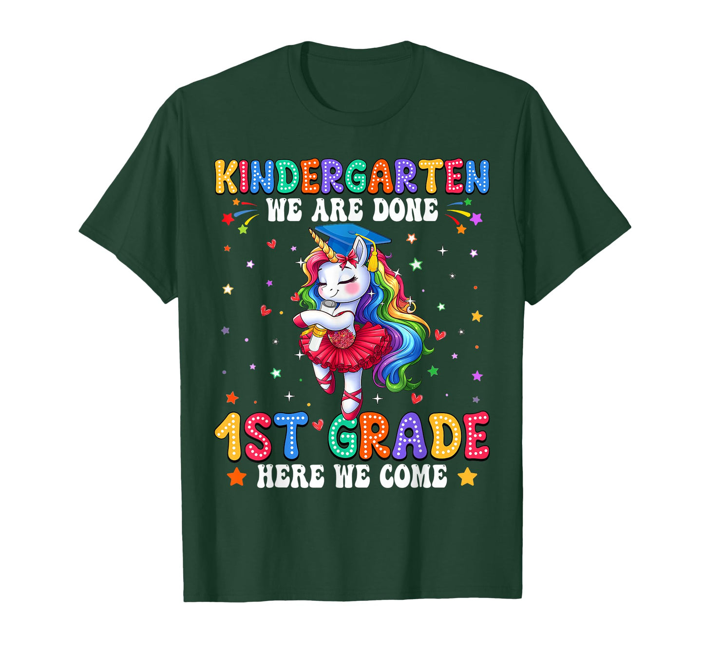 Kindergarten Graduation 2025 Graduate Girls Unicorn Kid Grad T-Shirt