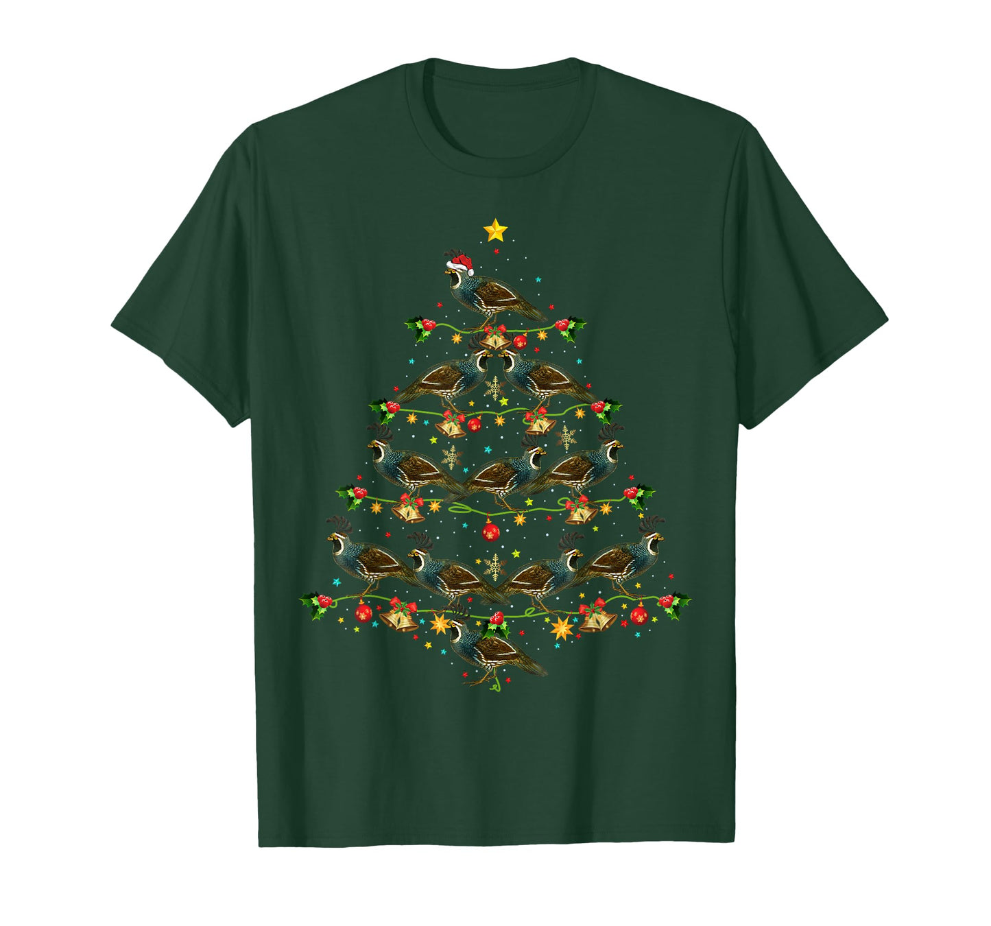 Quail Bird Xmas Tree Gift Santa Hat Quail Christmas T-Shirt