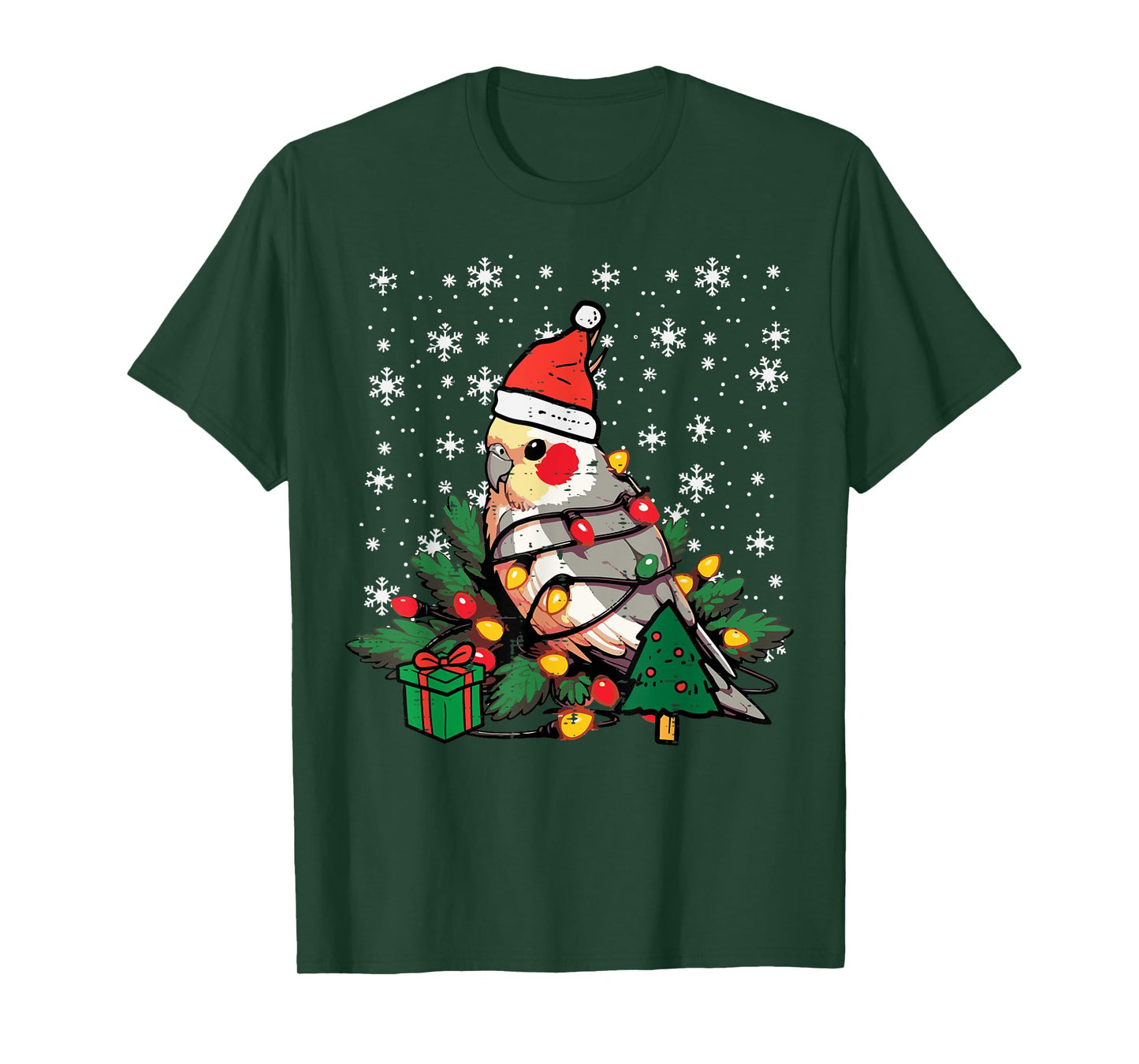 Christmas Bird Cockatiel Xmas Weiro Quarrion Men Women Kids T-Shirt
