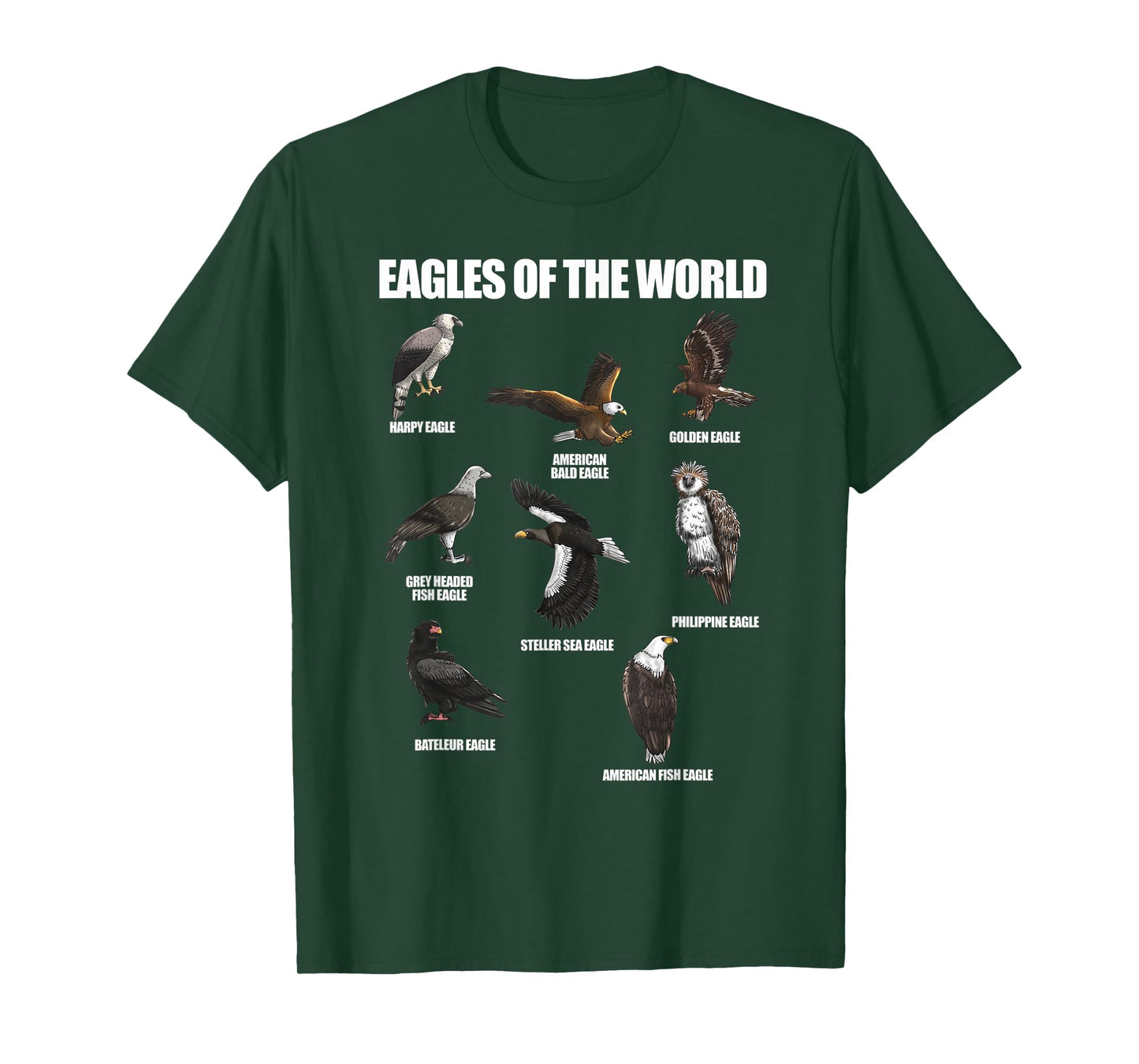 Eagles Of The World Educational Large Bird Animal T-Shirt