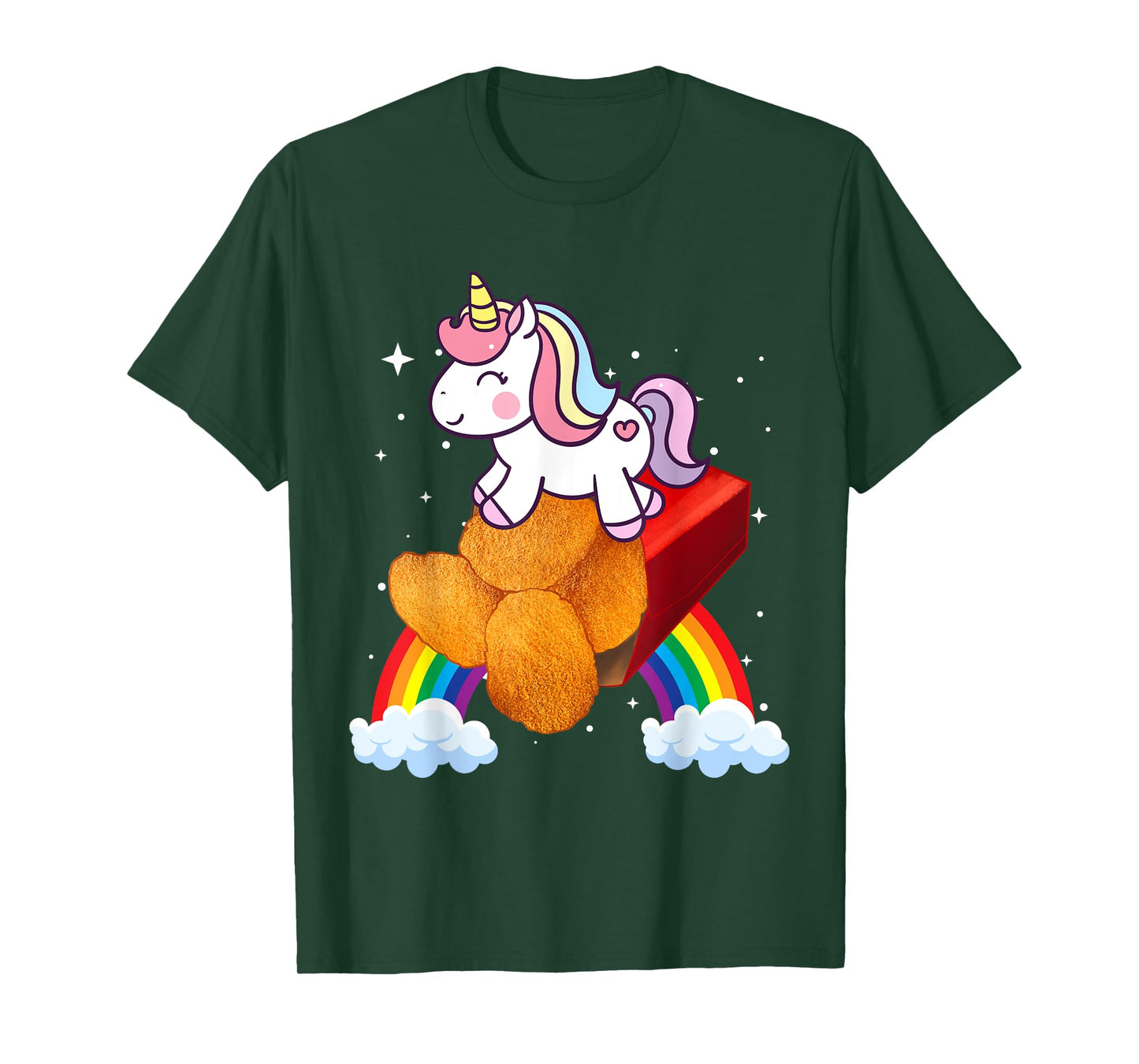 Unicorn Riding Chicken Nuggets Boys Girls Men Women Kids T-Shirt