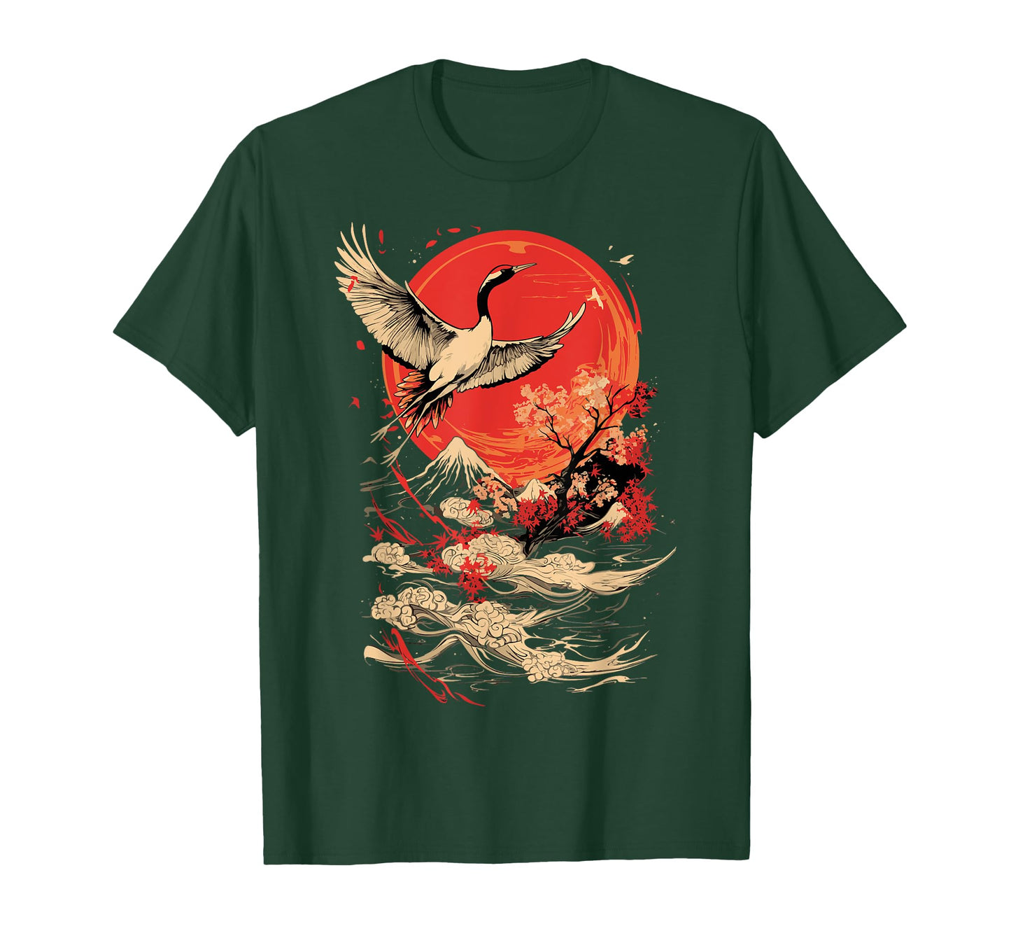 Japanese Crane Japan Cherry Blossom T-Shirt